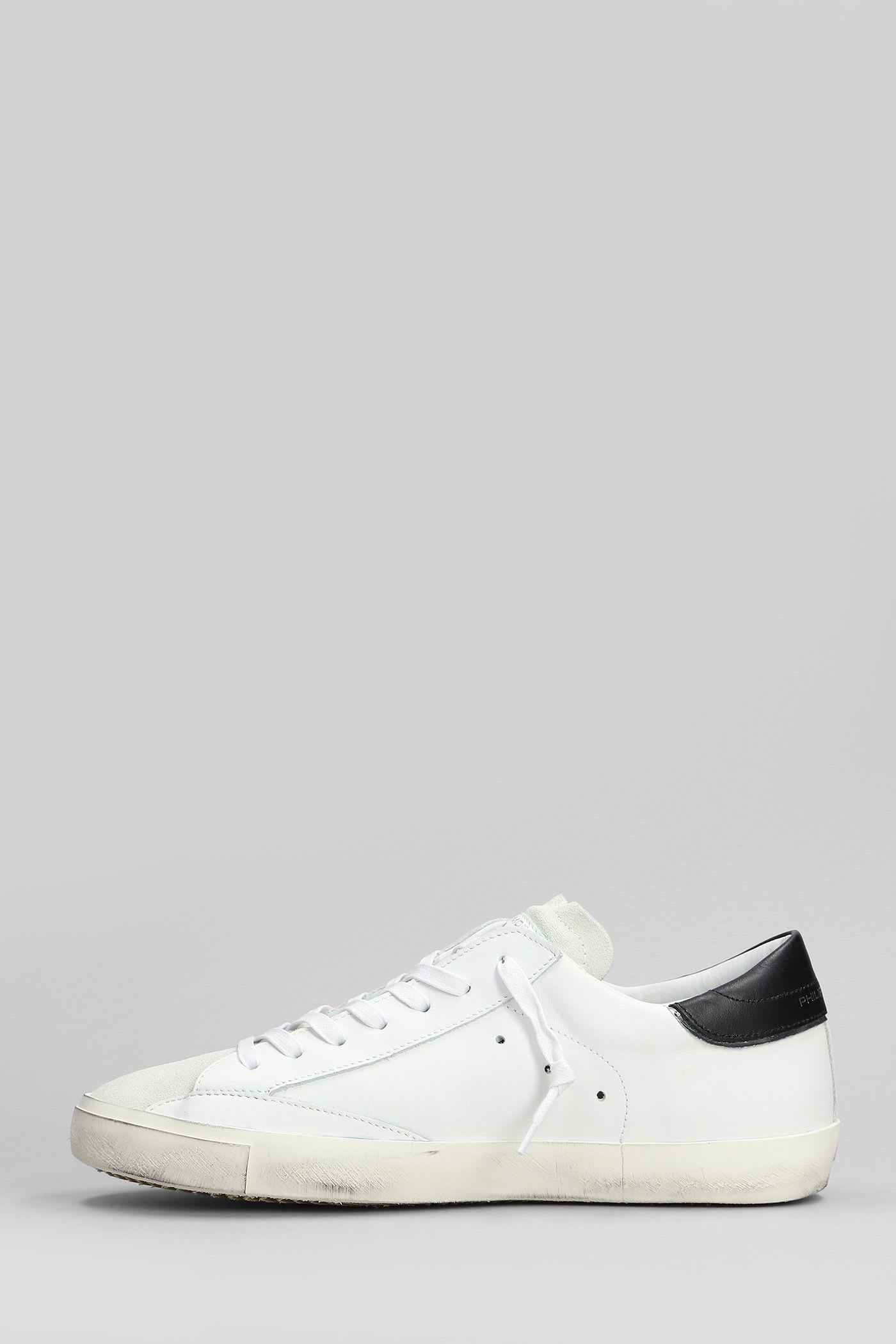 Philippe Model Prsx Low Sneakers In White Suede And Leather In White