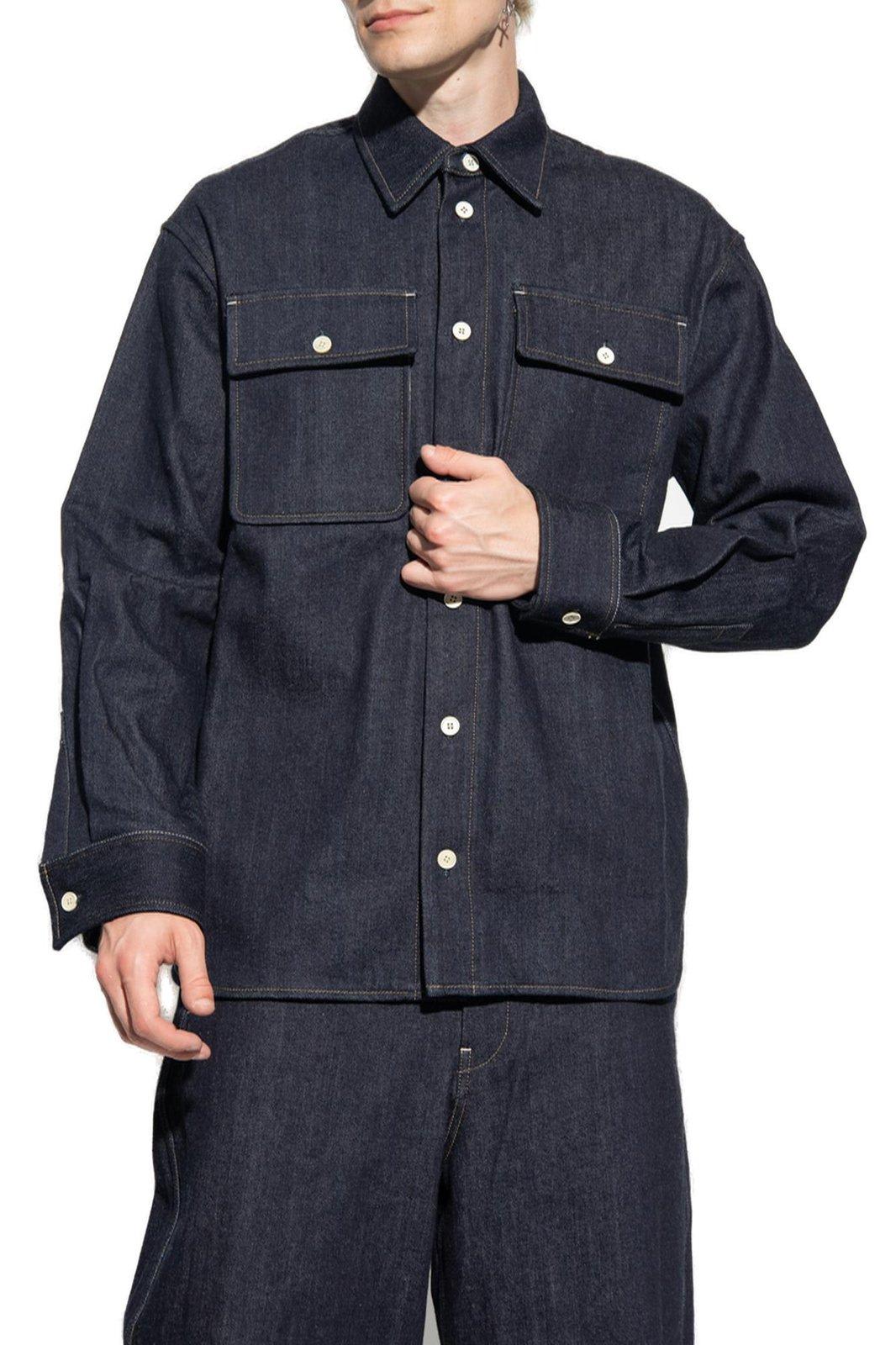 Shop Jil Sander Long-sleeved Denim Shirt