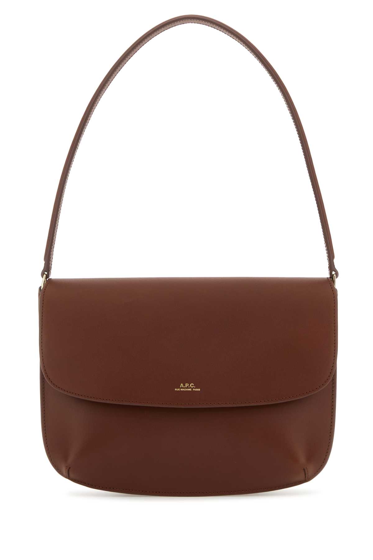 Apc Brown Leather Sara Shoulder Bag In Cad