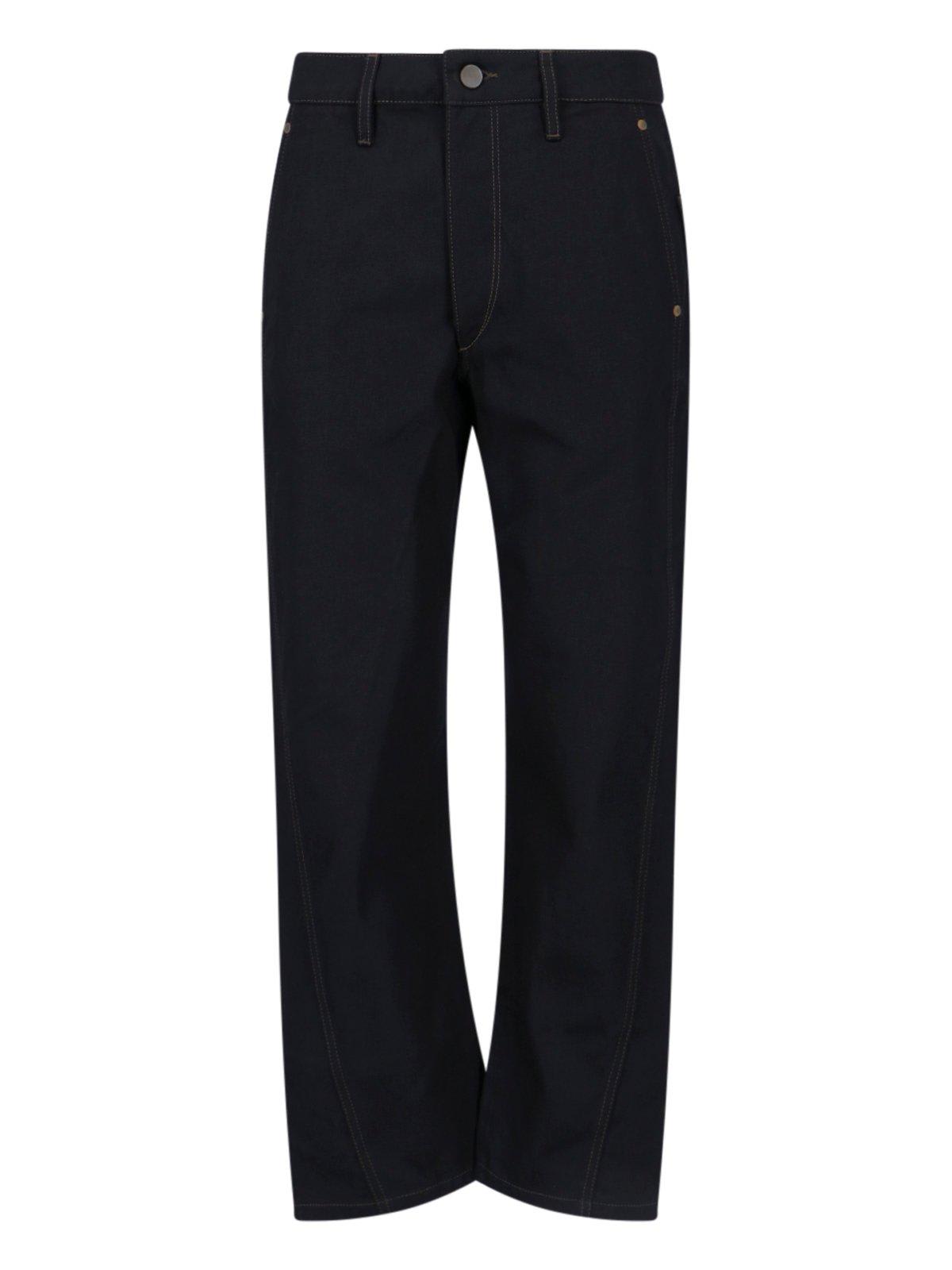 Lemaire Twisted High Waisted Cropped Leg Jeans In Black