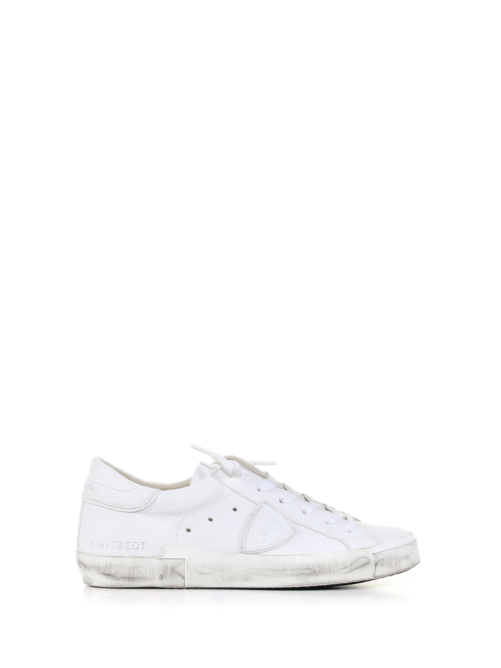 Philippe Model Paris Sneaker In Leather With Vintage Effect Details