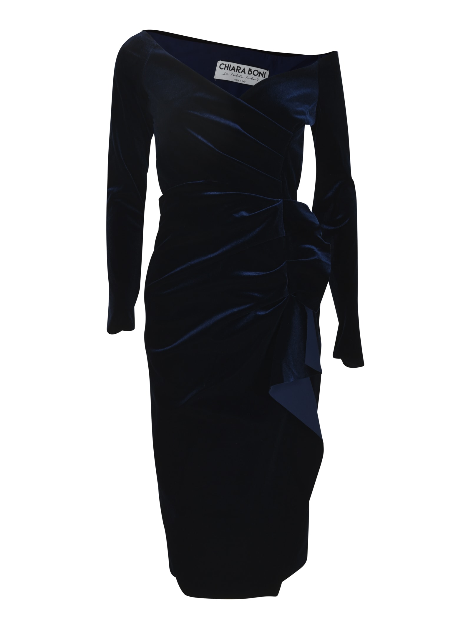 Shop La Petit Robe Di Chiara Boni Silveria Velvet Dress In Blue Notte