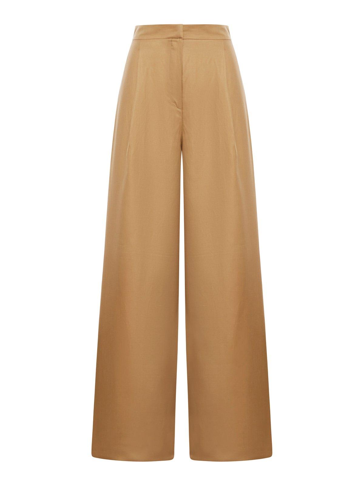 Shop Max Mara High Waist Wide Leg Pants In Beige