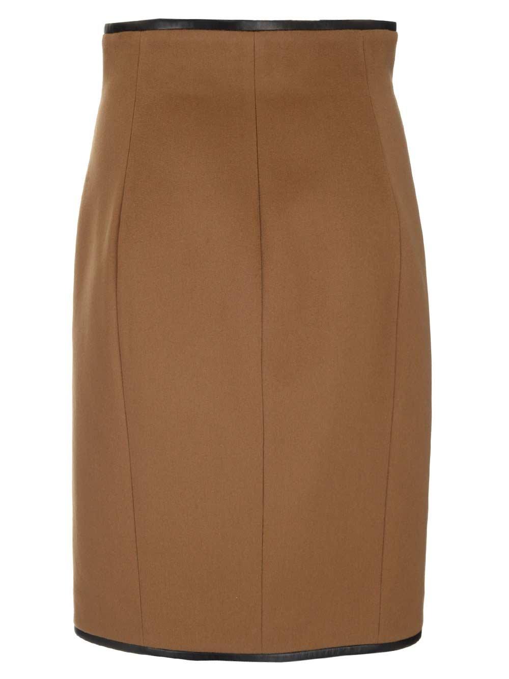 Saint Laurent Midi Skirt In Camel Vintage