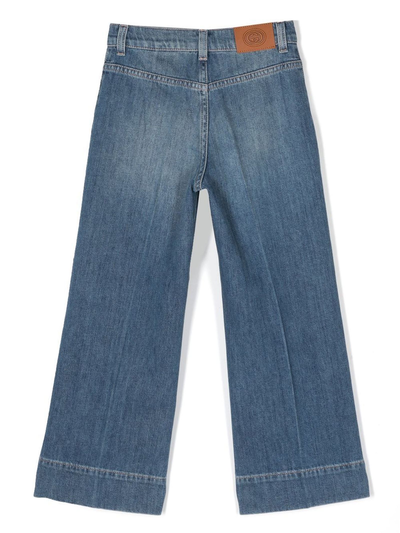 Shop Gucci Blue Cotton Denim Jeans In Blue Mix