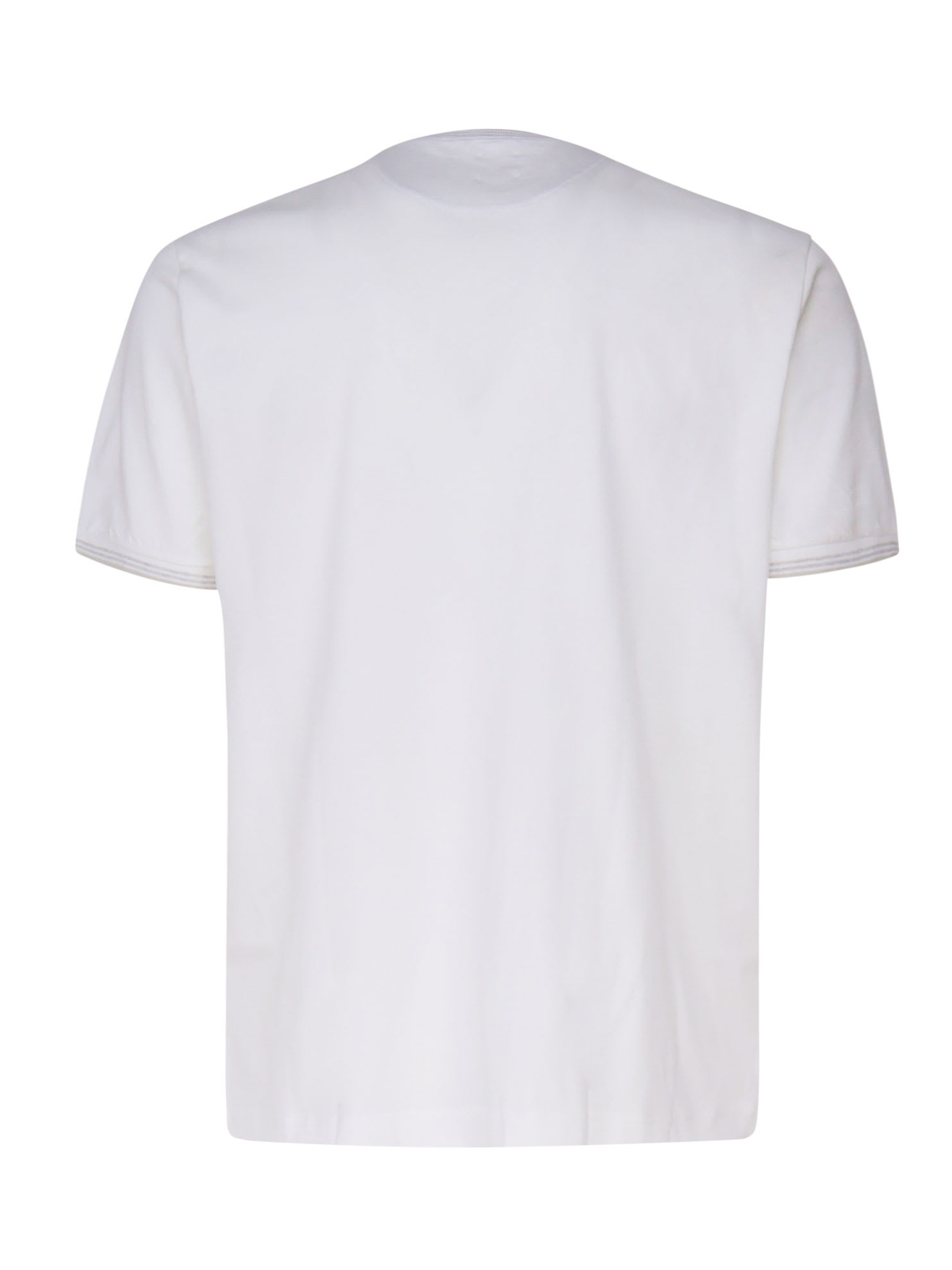 Shop Eleventy Cotton T-shirt In White, Stone