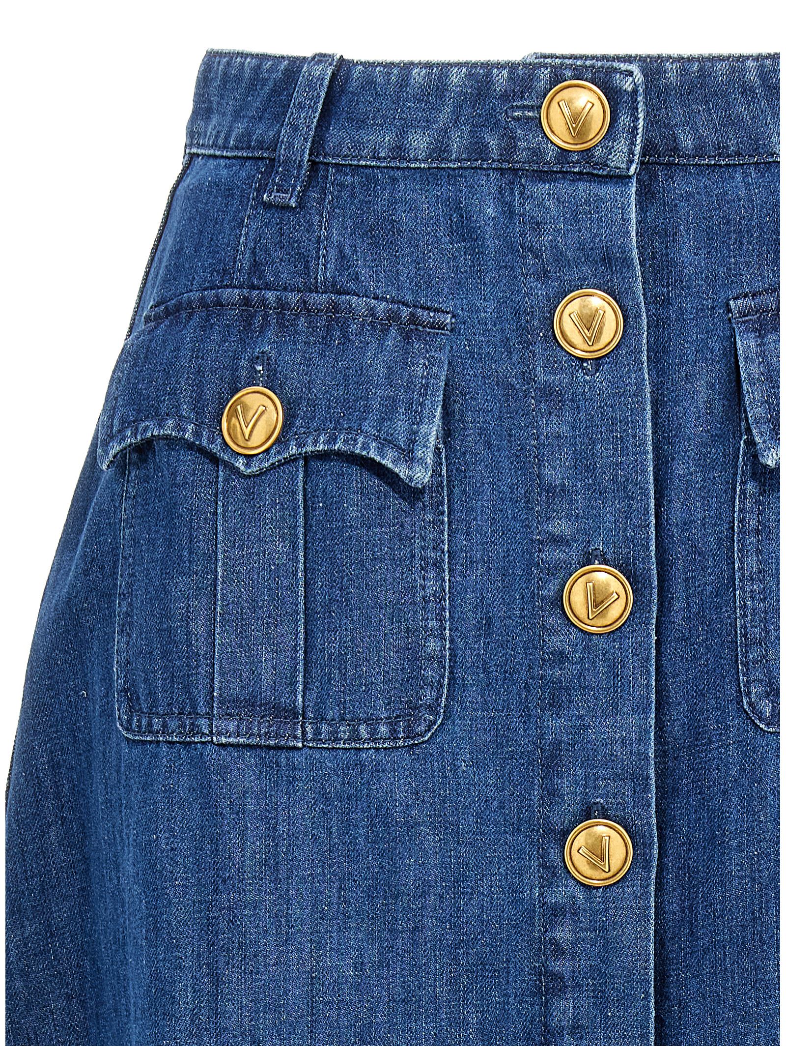 Shop Valentino Garavani Denim Skirt In Blue
