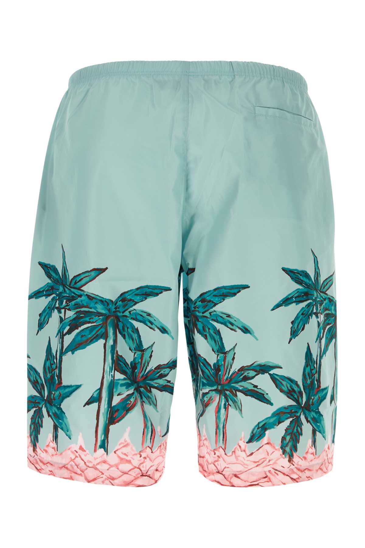 Shop Palm Angels Printed Polyester Swimming Shorts In Lightblue