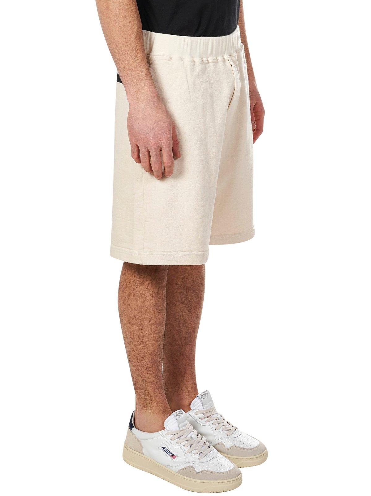 Shop Dsquared2 Logo Embroidered Wide Leg Track Shorts In Beige