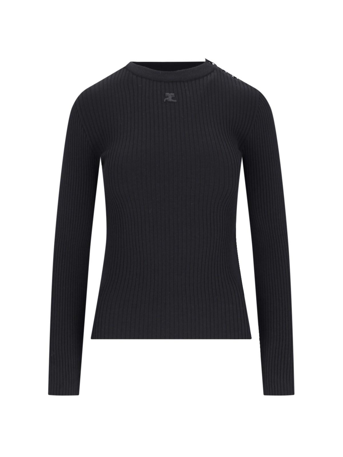 Shop Courrèges Ribbed Sweater In Nero