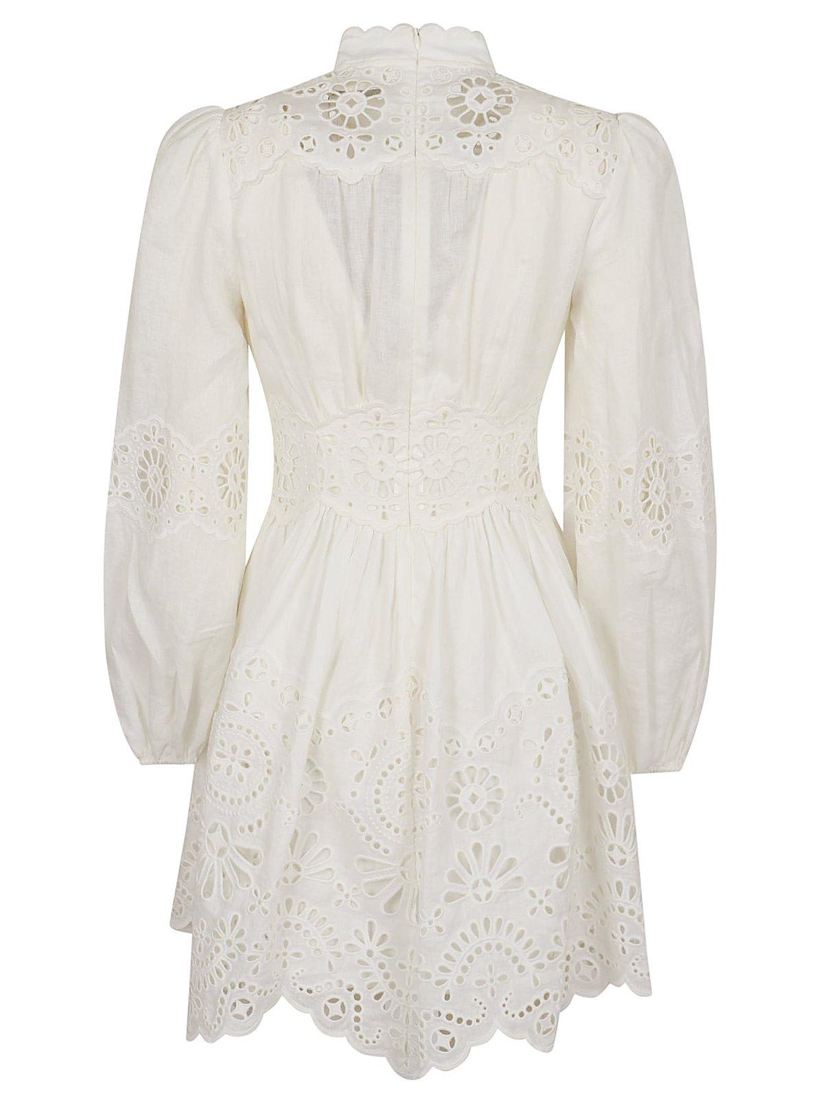 Shop Zimmermann Acacia Broderie Mini Dress In White