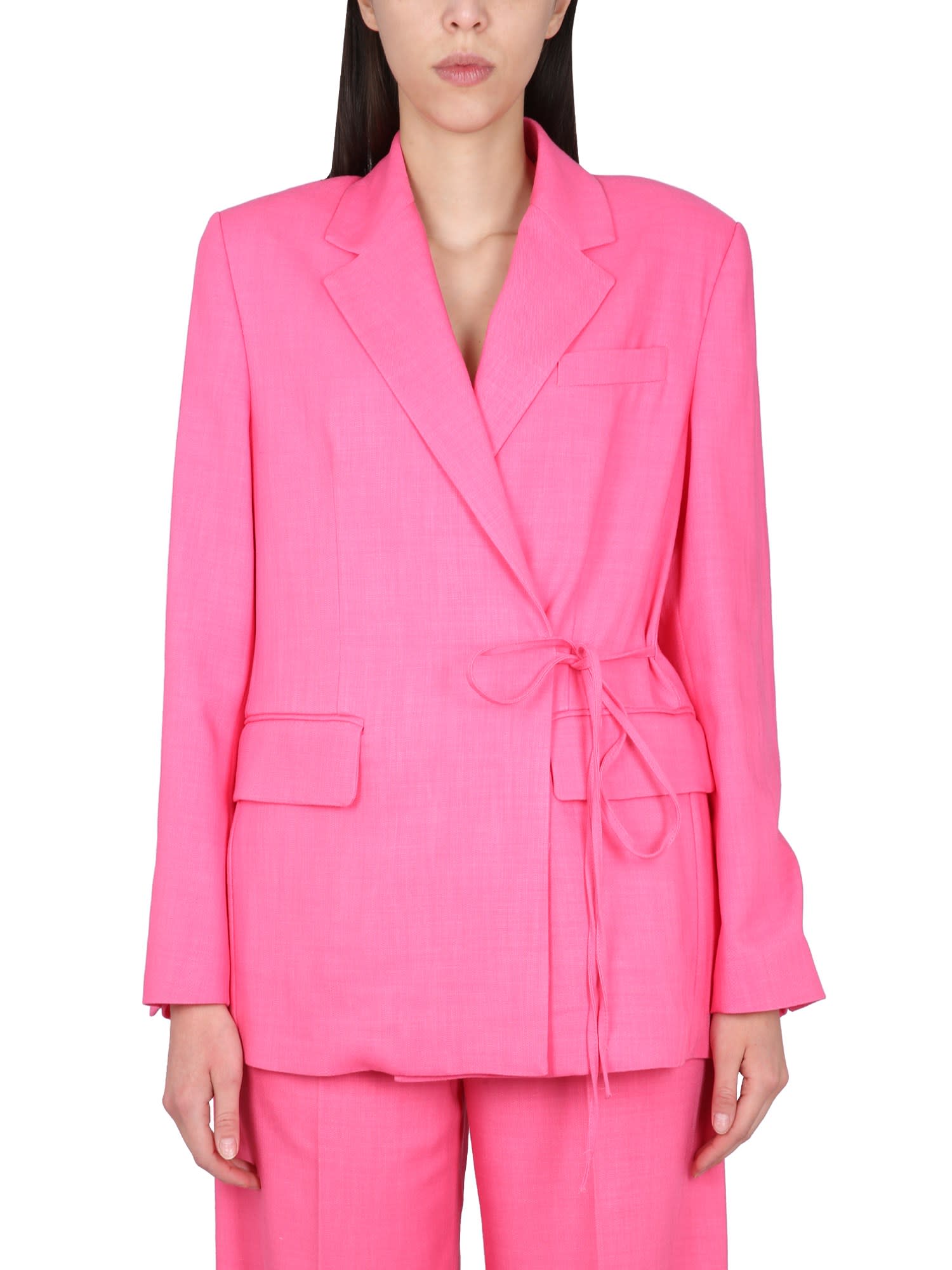 Msgm Lace-up Jacket In Fucsia