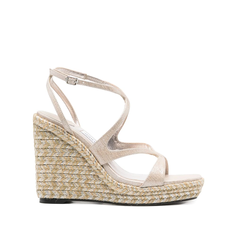 Jimmy Choo Square Toe Wedge Sandals In Neutral