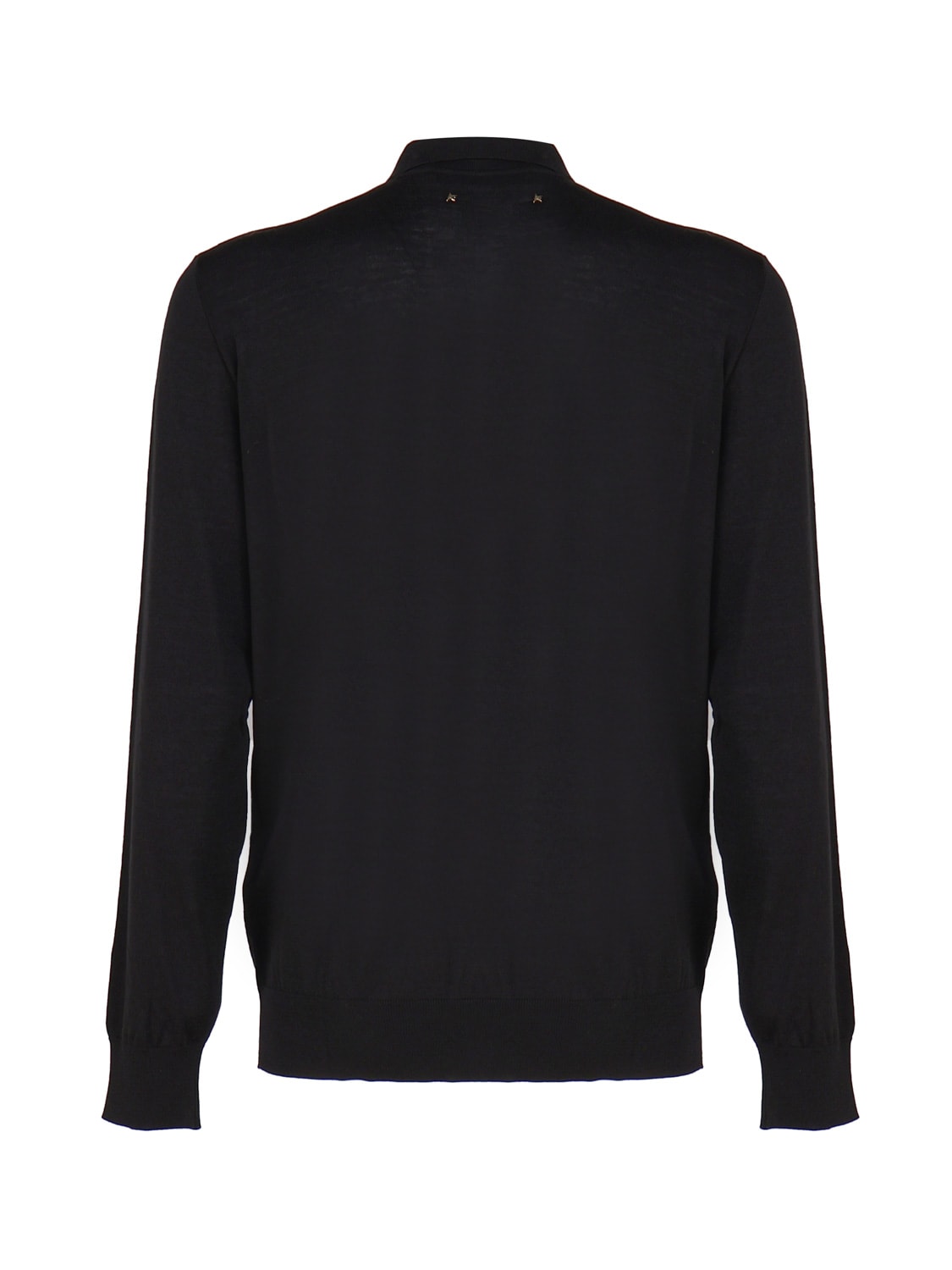 Golden Goose Wool Knit Polo Embroidered Detail In Black