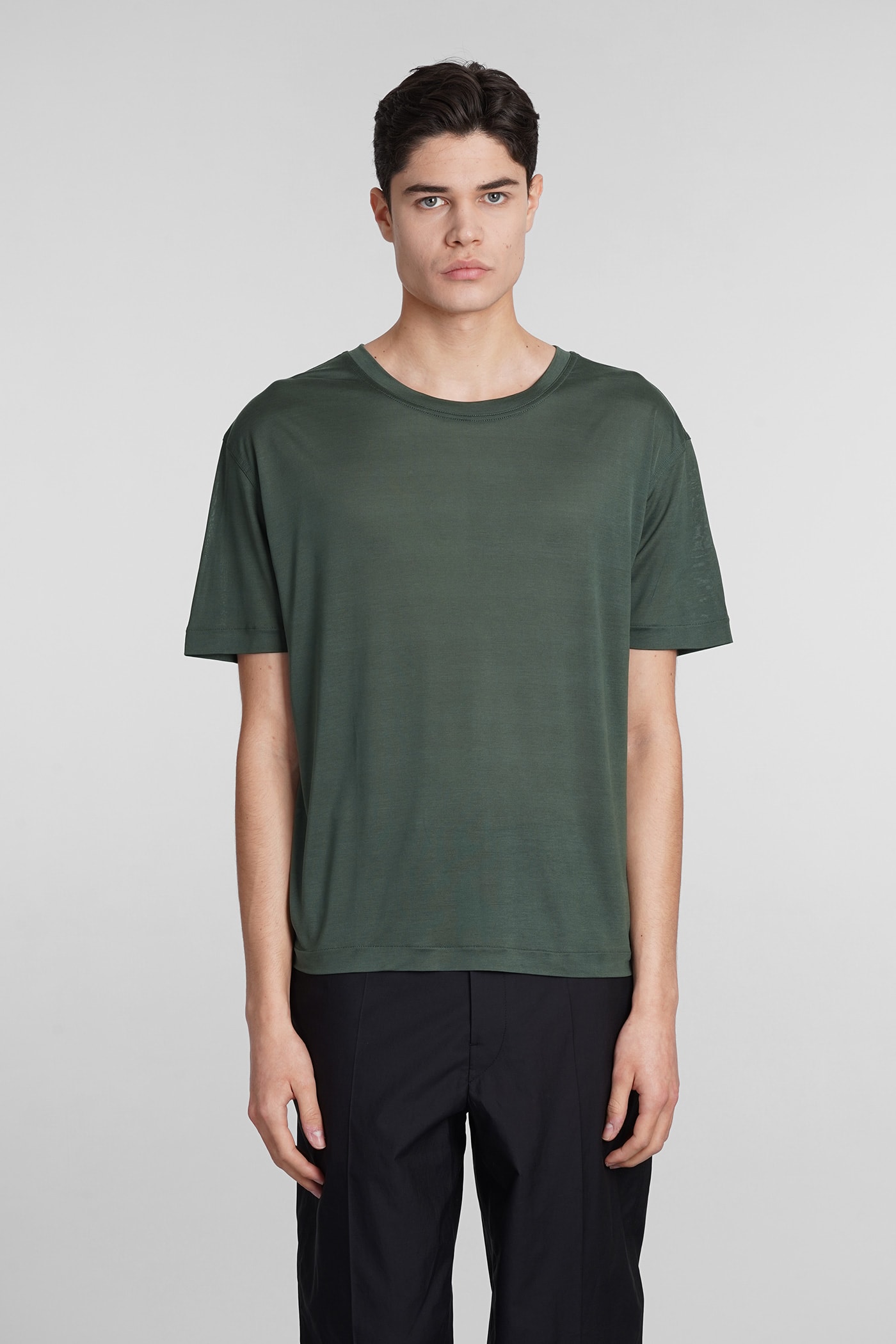 Shop Lemaire T-shirt In Green Silk