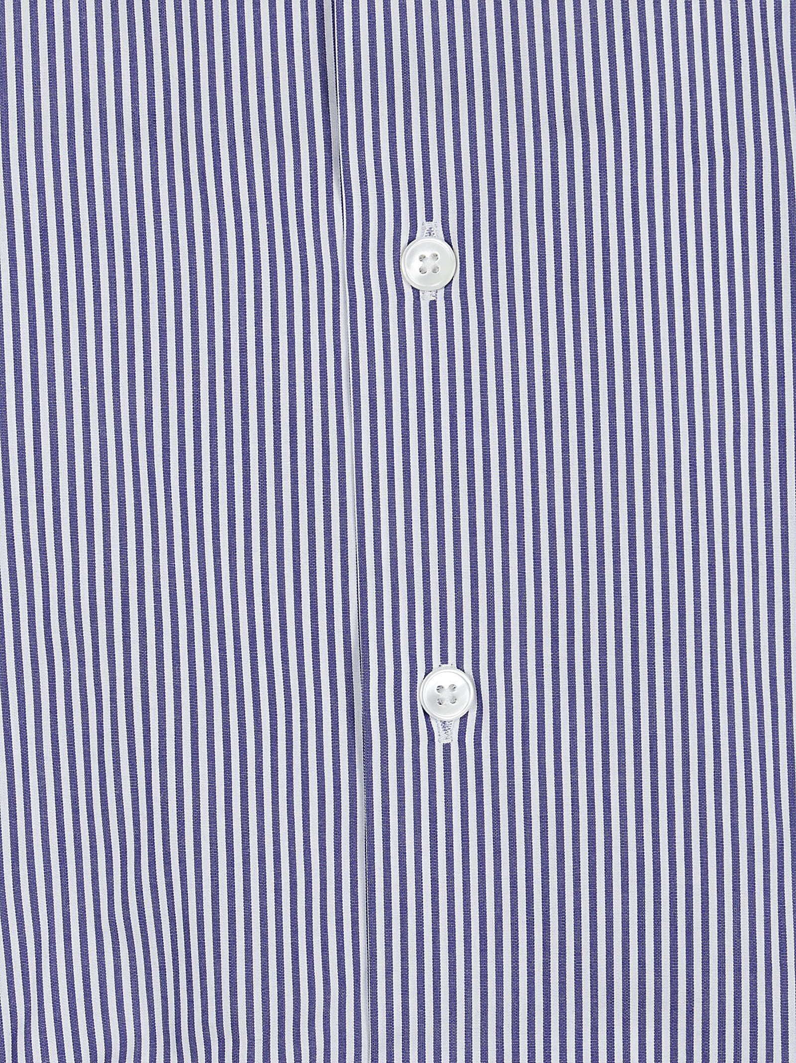 Shop Bagutta Long Sleeve Shirt In Bianco/blu