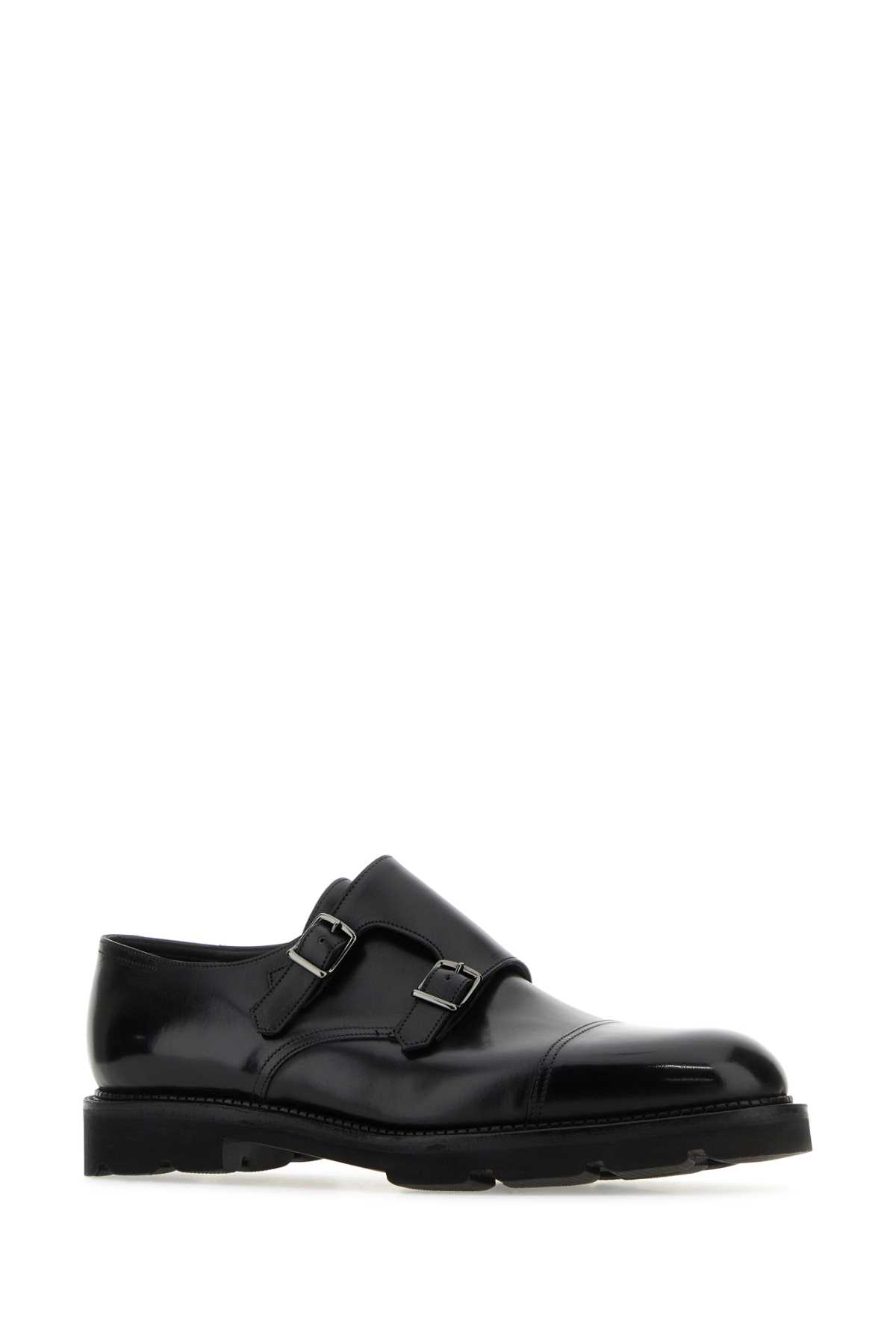 John Lobb Hand-sewn Black Calf Leather Double Buckle Shoe In Black