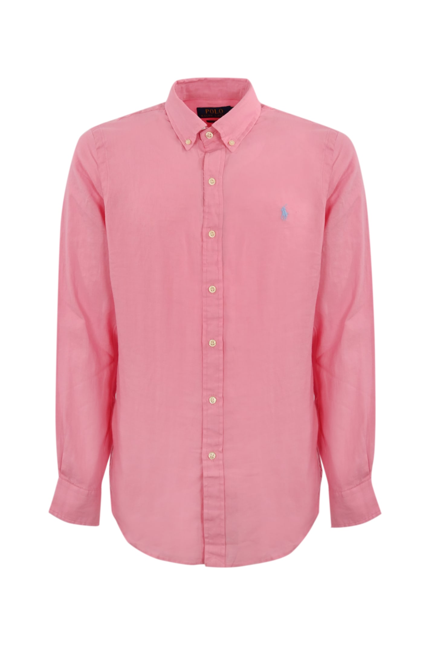 Ralph Lauren Linen Shirt With Pony Logo In Pink