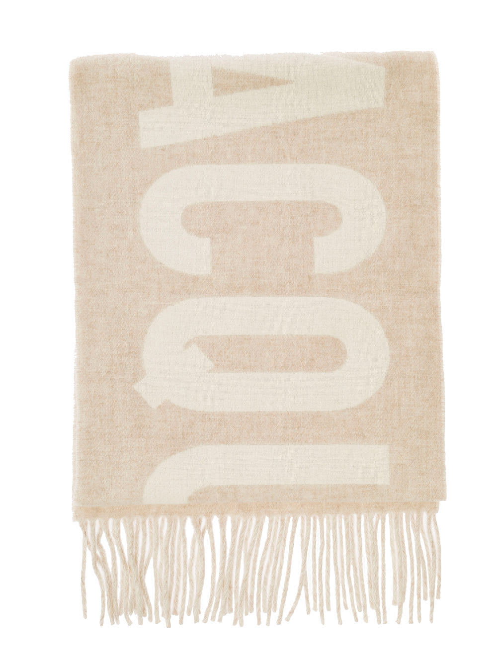 lecharpe Jacquemus Beige Scarf With Contrasting Logo In Wool Woman