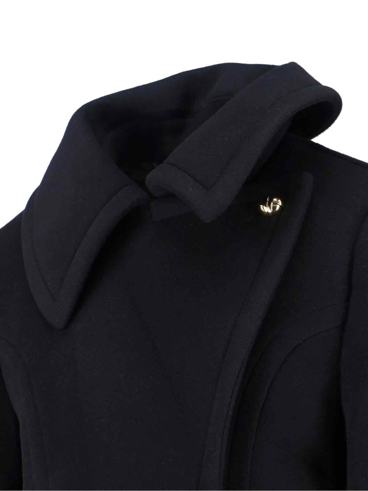 Patou Short Double-breasted Coat In Black