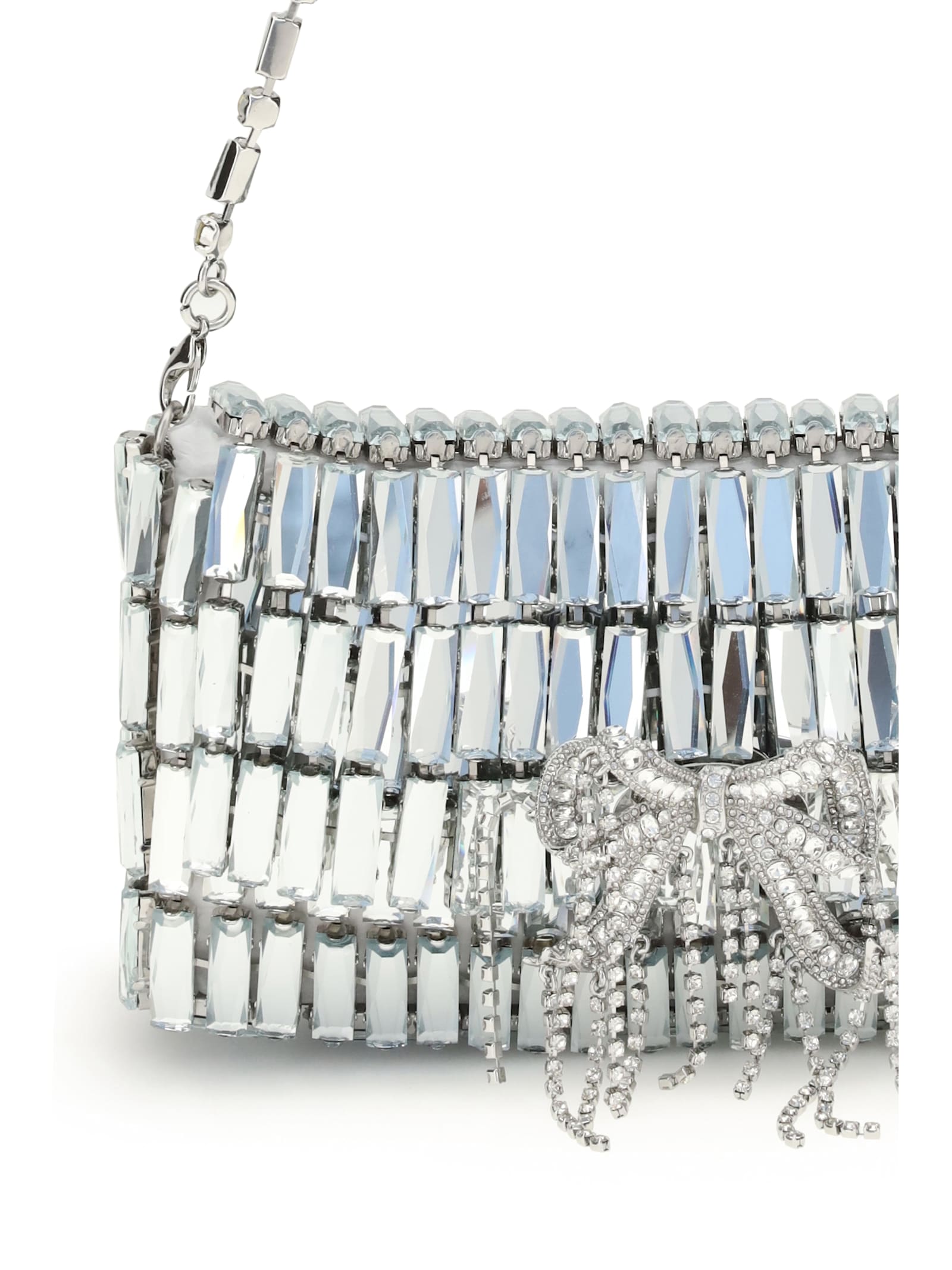 Self-portrait Silver Crystal Bow Mini Shoulder Bag