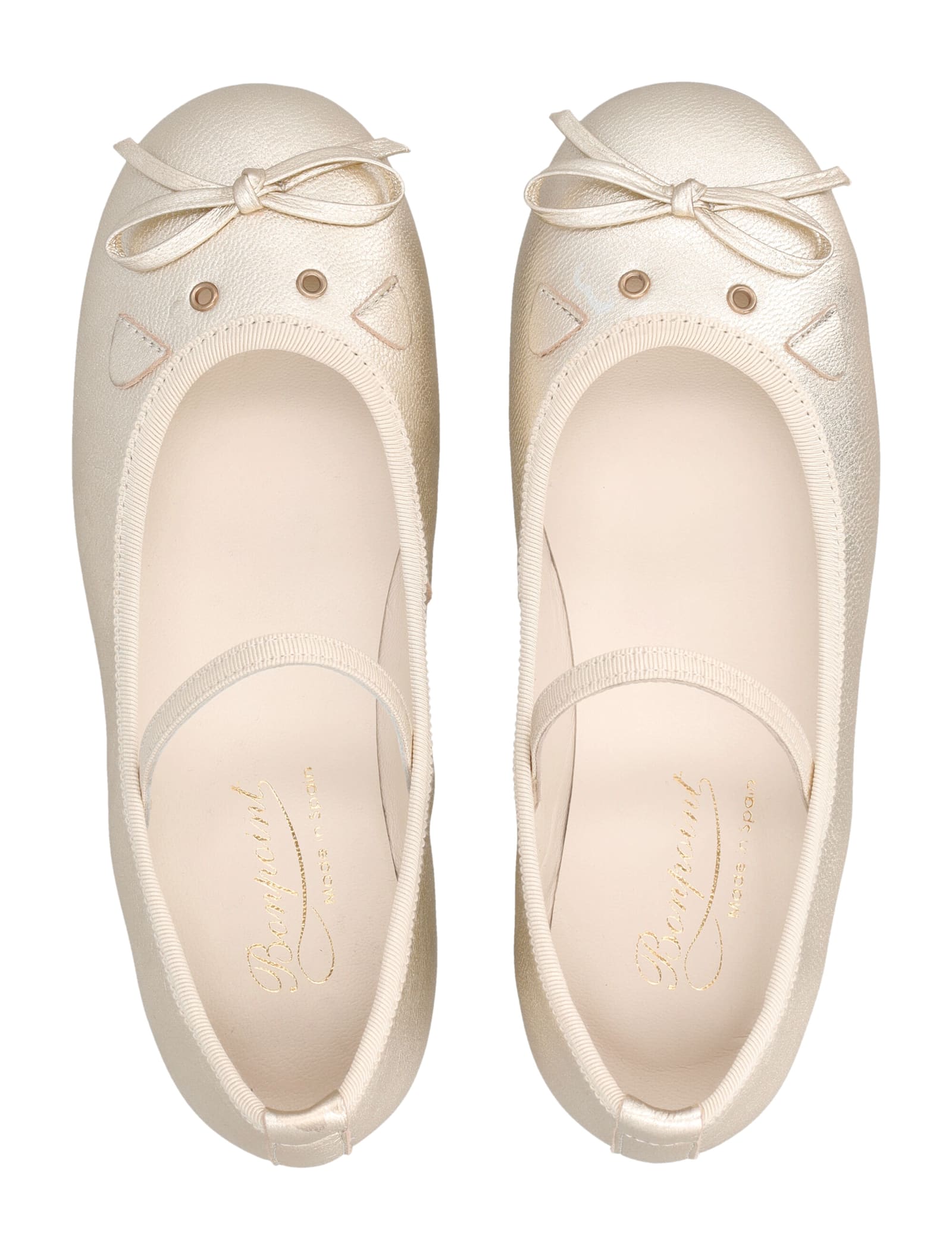 Bonpoint Joie Gold Leather Cat Ballerinas For Girl In Multi
