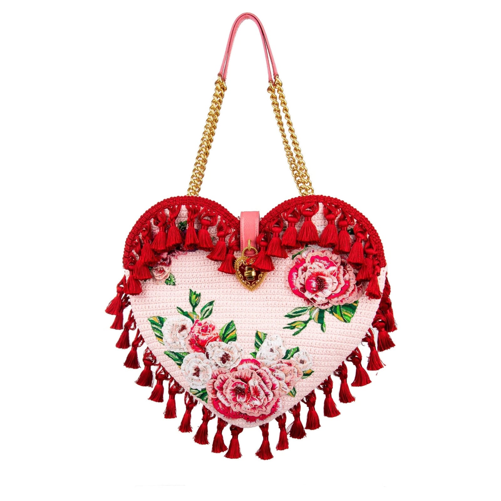 Shop Dolce & Gabbana My Heart Crochet Bag In Pink