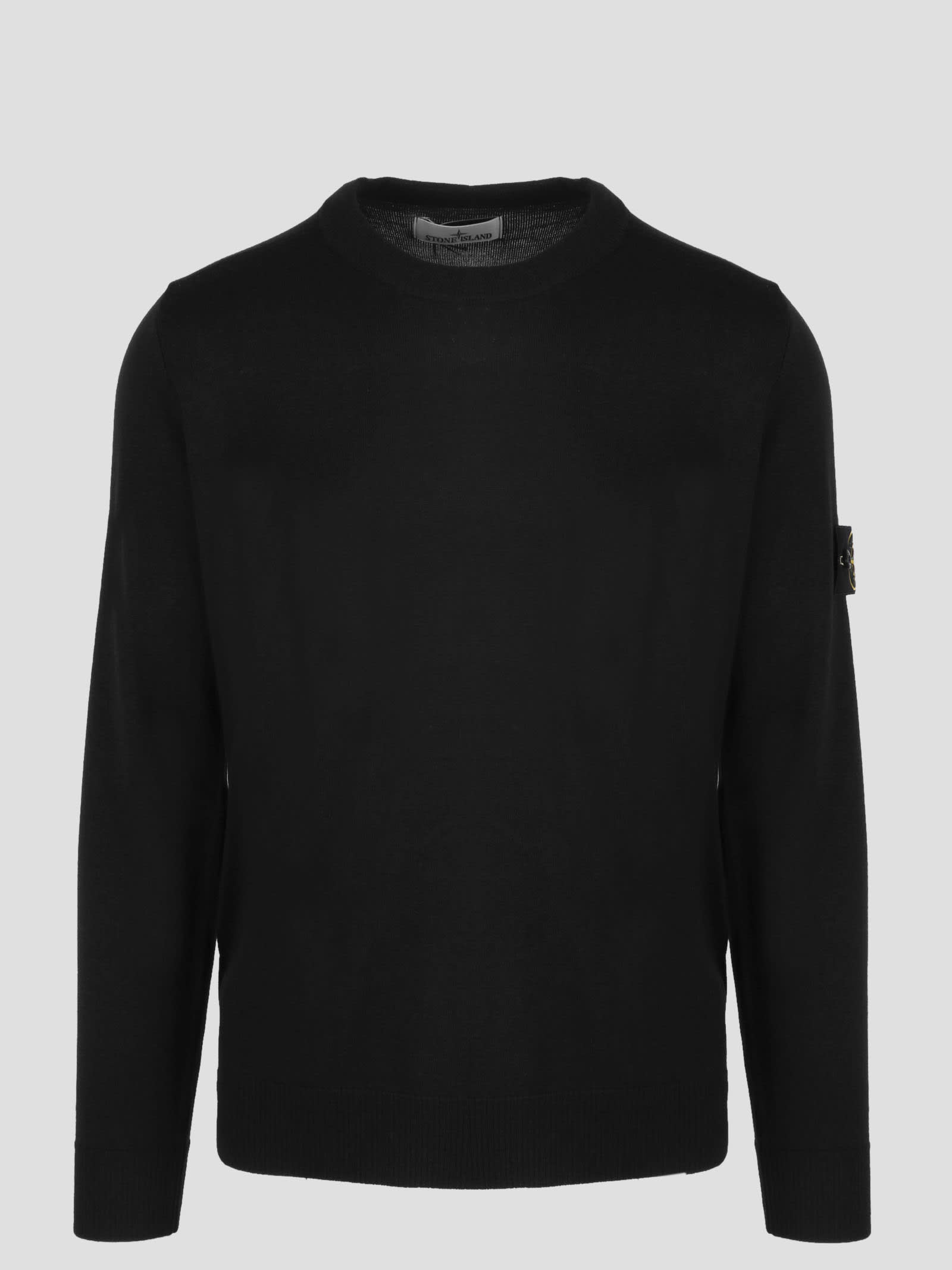 Shop Stone Island Round Neck Sweater In Black