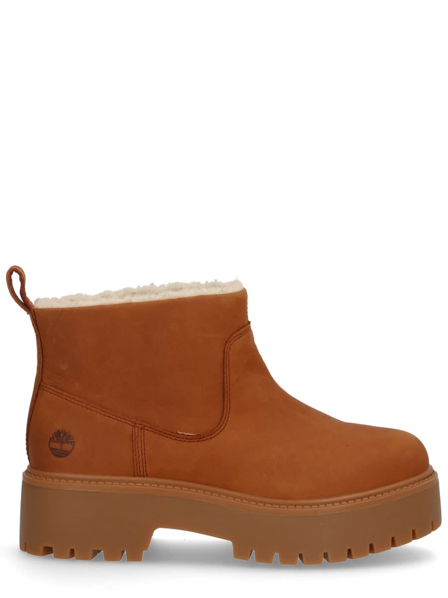 Timberland Ankle Boots With Lug Sole And Pull Tab In Brown