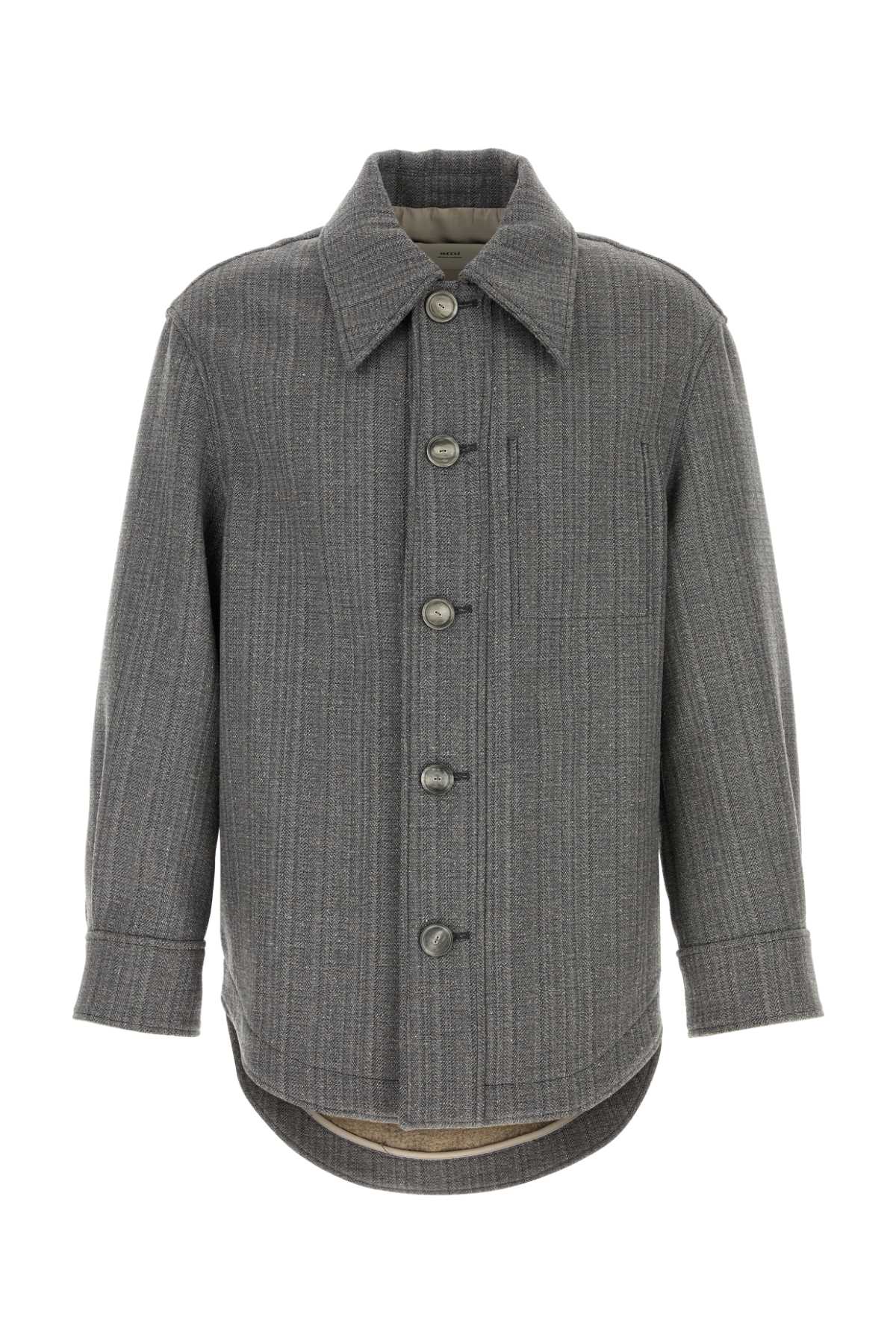 Ami Alexandre Mattiussi Ami Paris Herringbone Overshirt In Gray