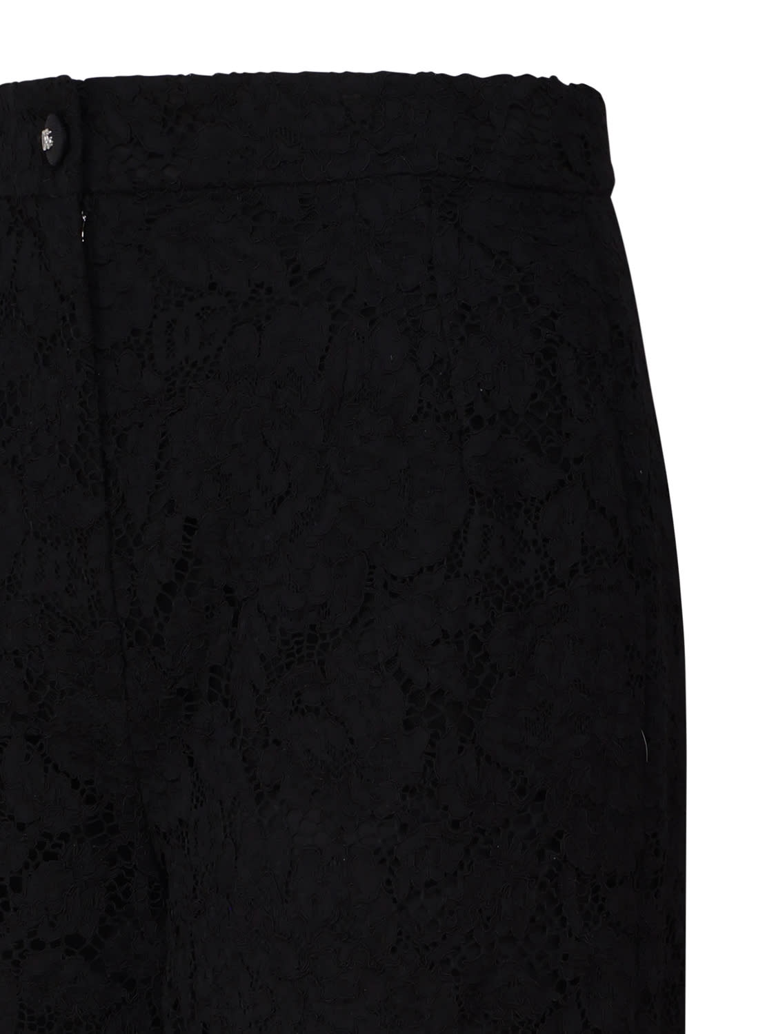 Shop Dolce & Gabbana Stretch Lace Logoed Flare Pants In Black