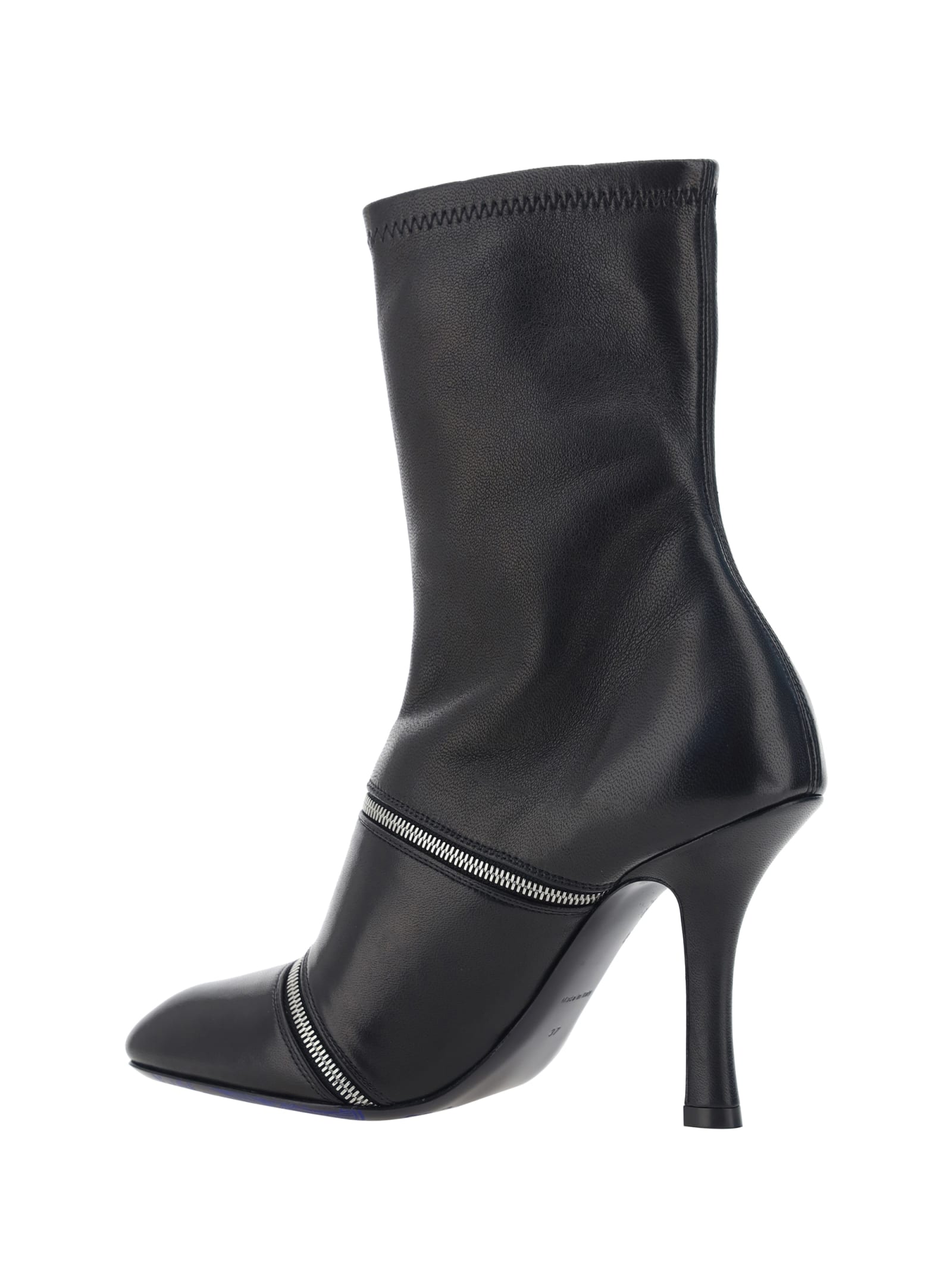 Shop Burberry Peep Ankle Boots In Black
