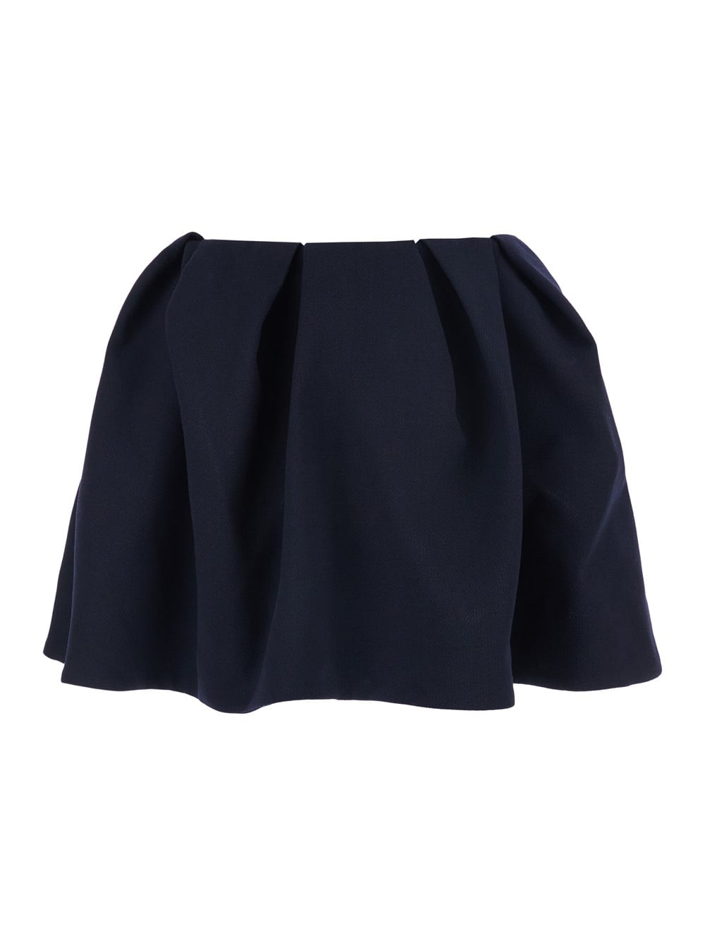 Shushu-tong Blue Pleated Miniskirt With Rear Concealed Zip Closure In Wool Woman In Blue