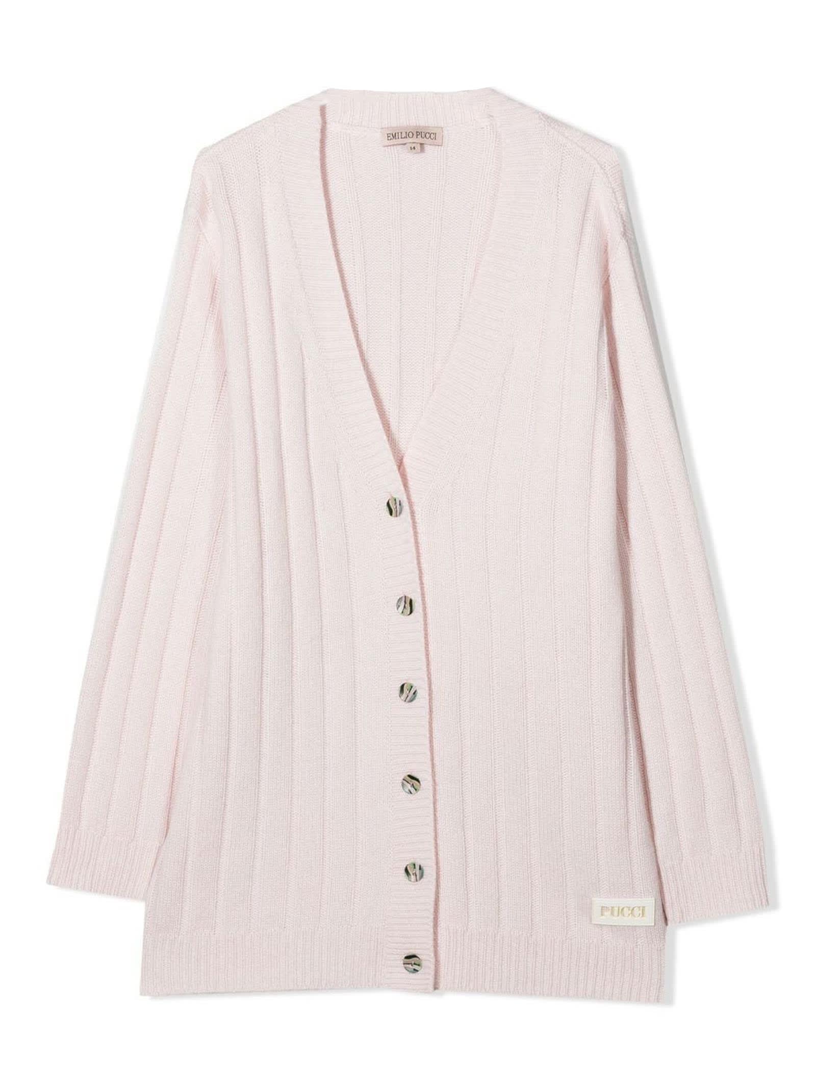 Emilio Pucci Light Pink Wool-cashmere Blend Cardigan