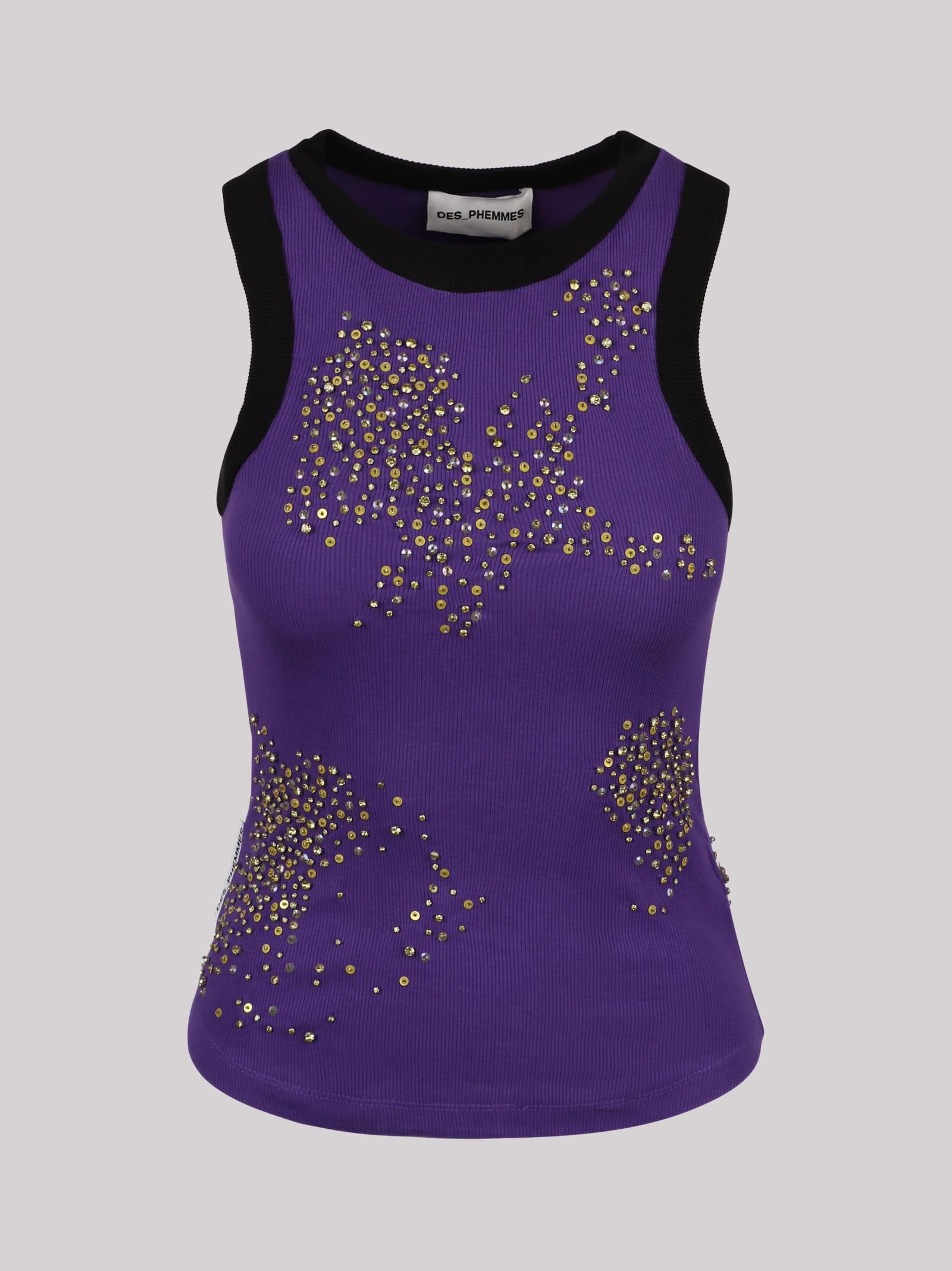 DES PHEMMES DES PHEMMES RHINESTONE-EMBELLISHED COTTON TANK TOP