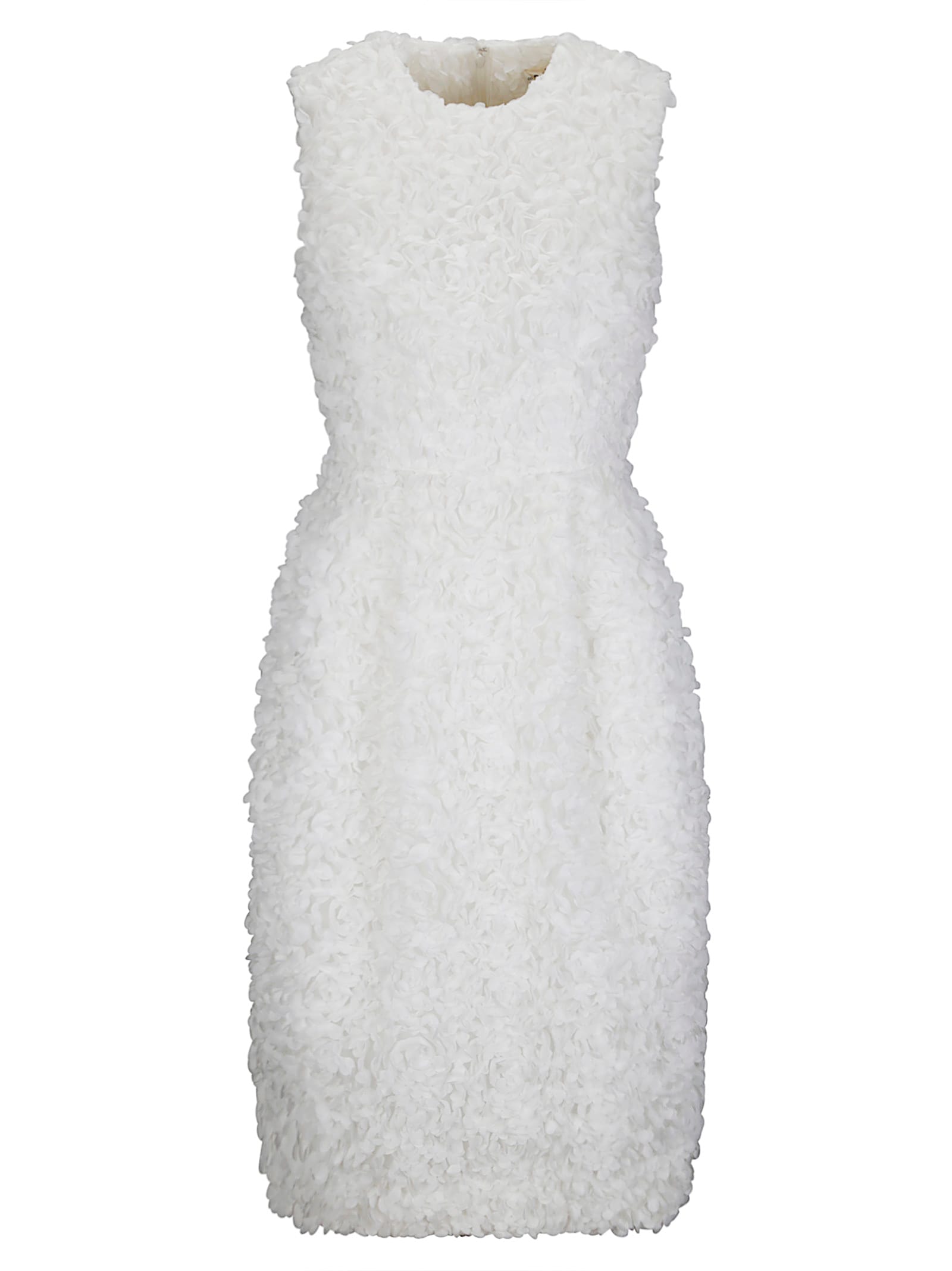 Comme Des Garçons Tulle Flower Tape Embroidery Midi Dress In White