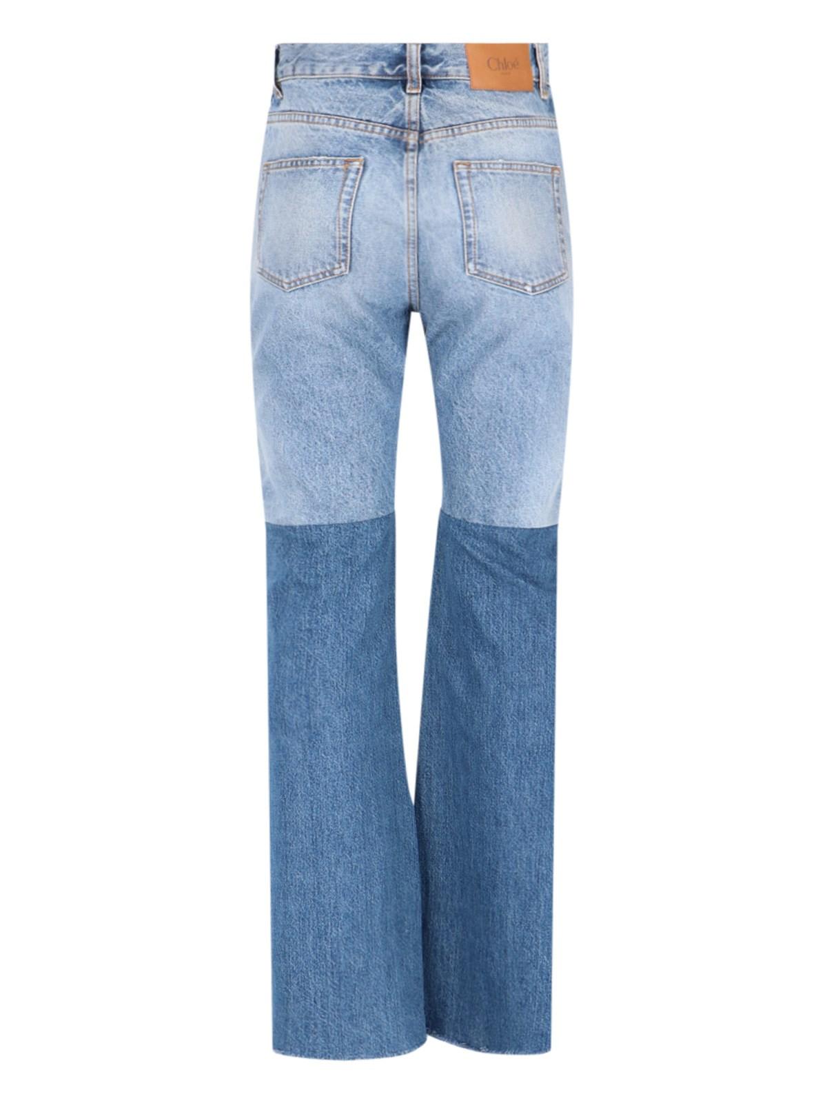 Shop Chloé Patchwork Bootcut Jeans In Denim