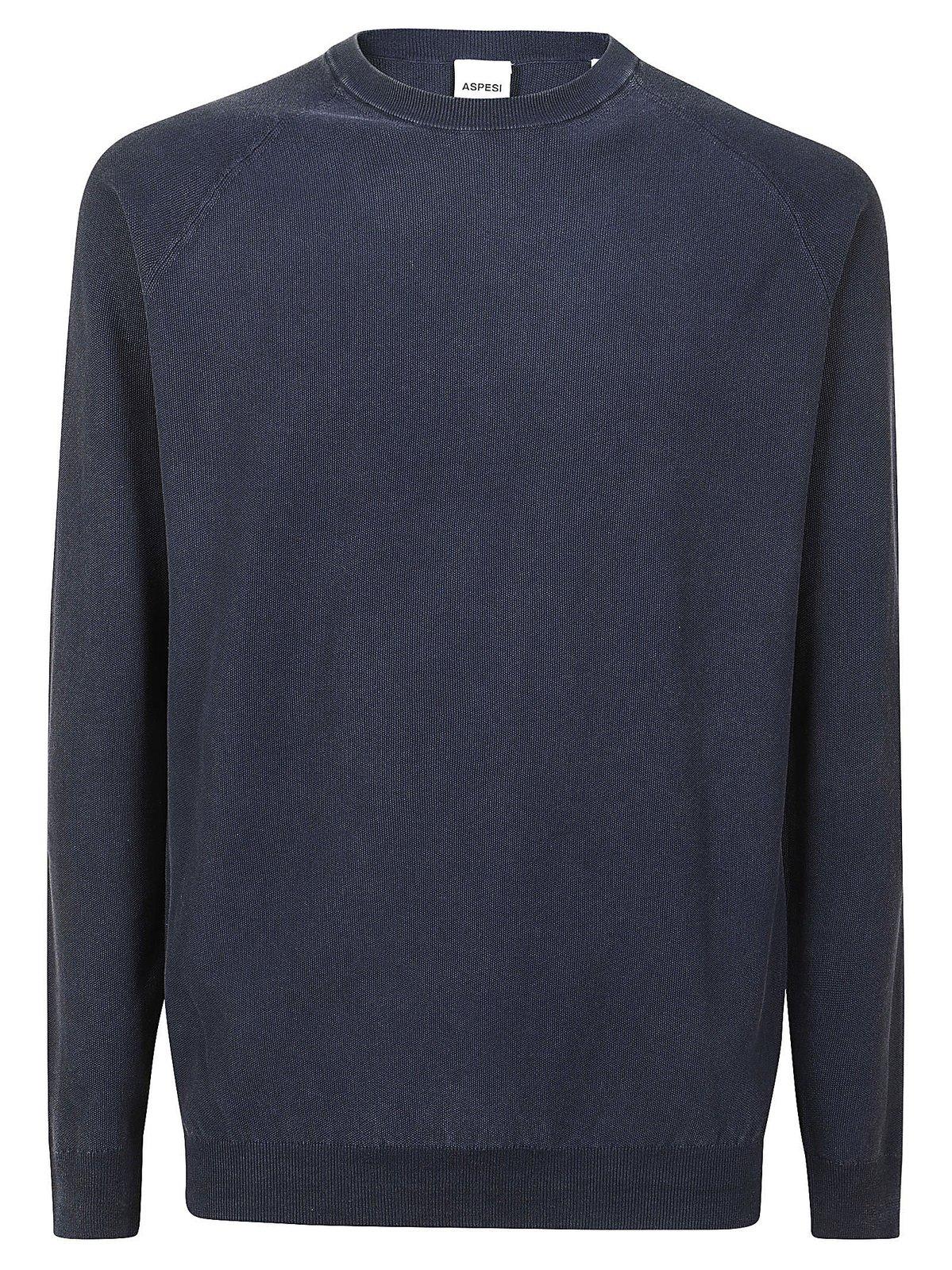 Aspesi Crewneck Knitted Pullover In Navy / Navy