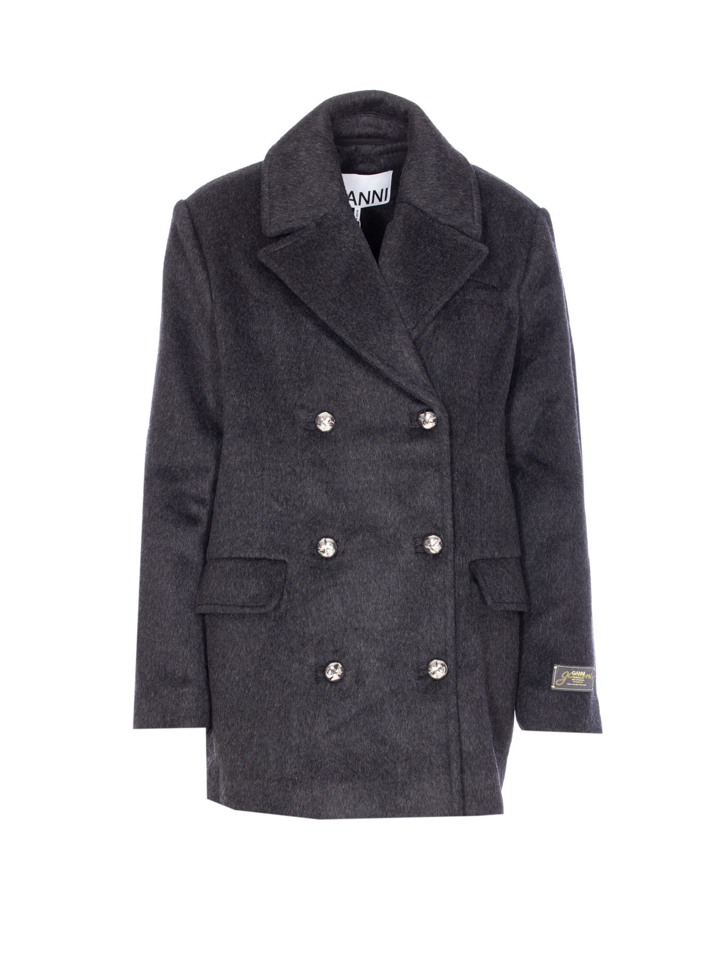 Ganni Double Faced Jacket In Gray