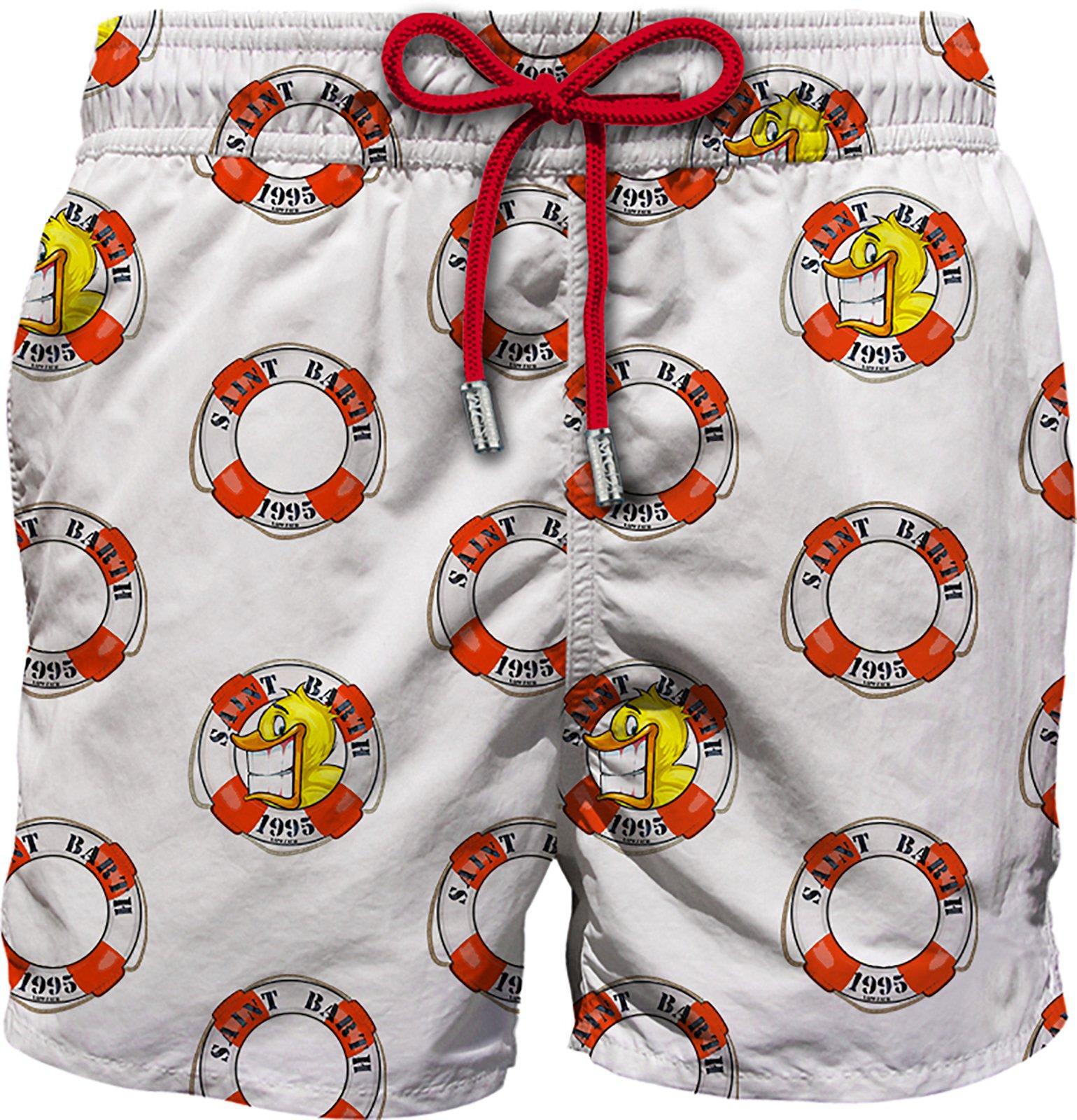 Mc2 Saint Barth Graphic Printed Drawstring Swim Shorts In White