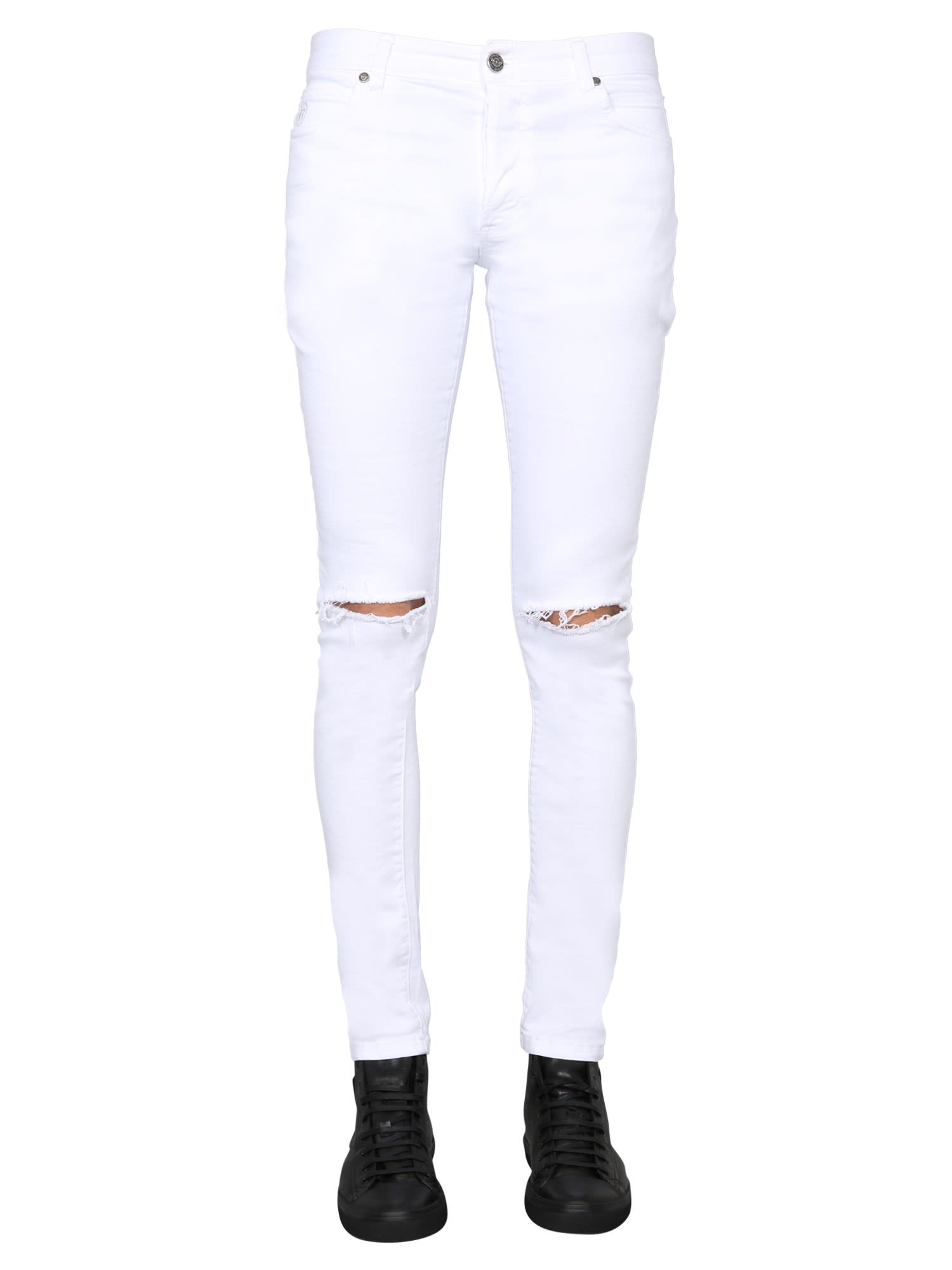 Balmain Skinny Fit Jeans In Bianco