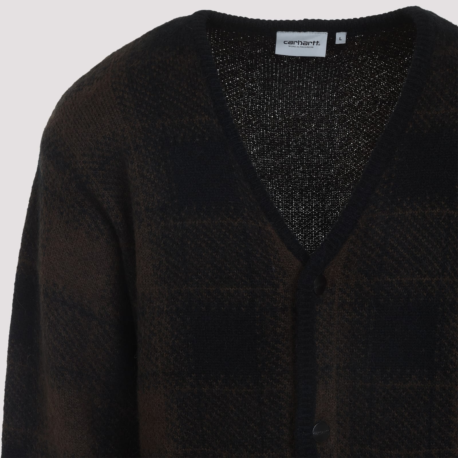 Carhartt Checked Pattern Long Sleeve Cardigan In Black