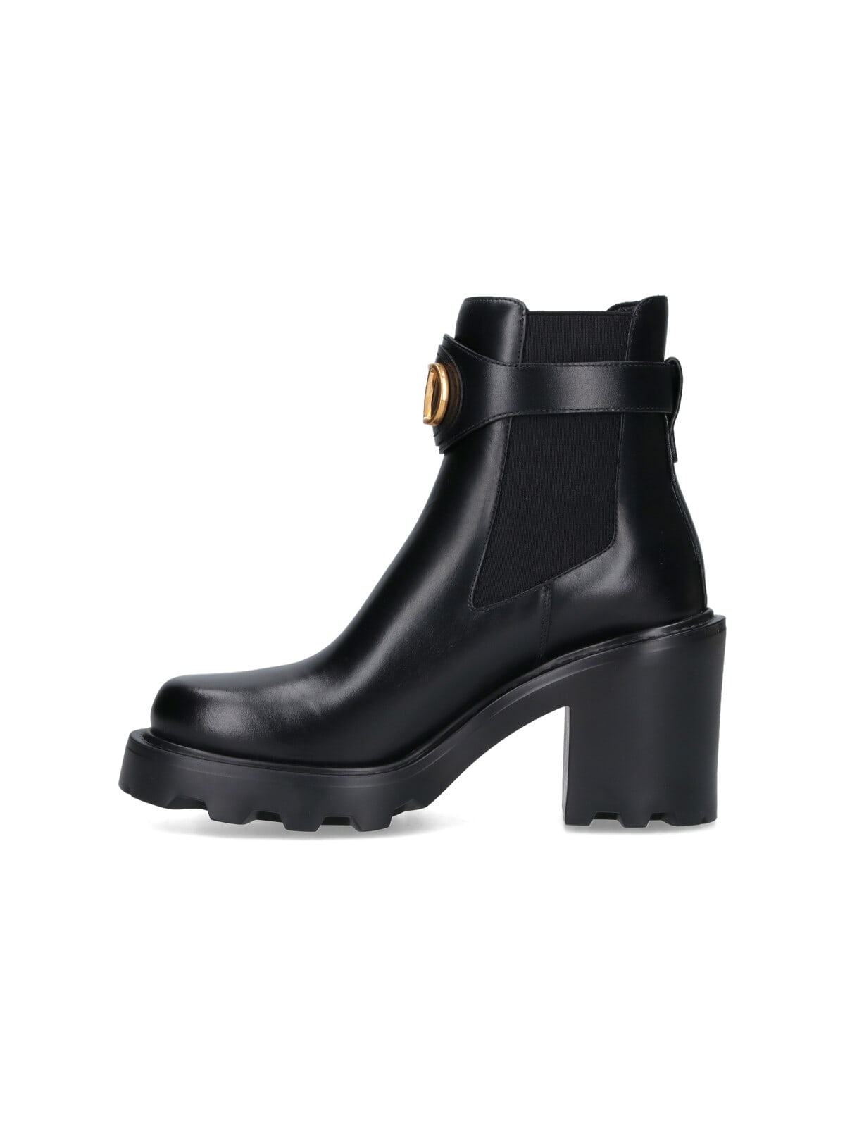Valentino Garavani Vlogo Signature Calfskin Beatle 90mm Woman Black 42 In Black