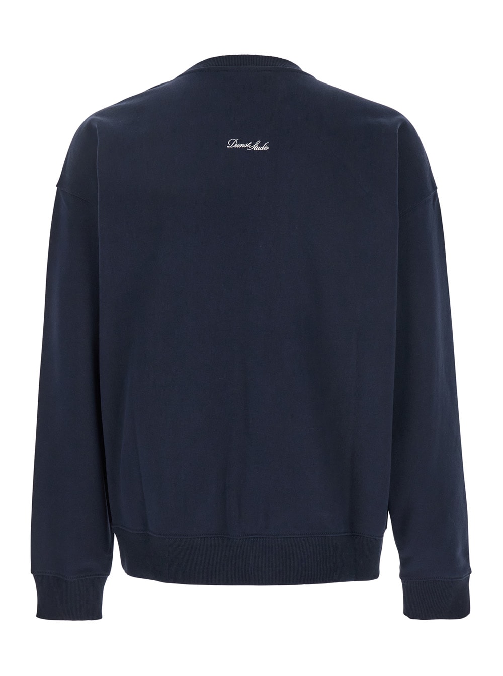 Dunst Blue Crewneck Sweatshirt With Embroidery On The Front And Back In Cotton Man In Blu