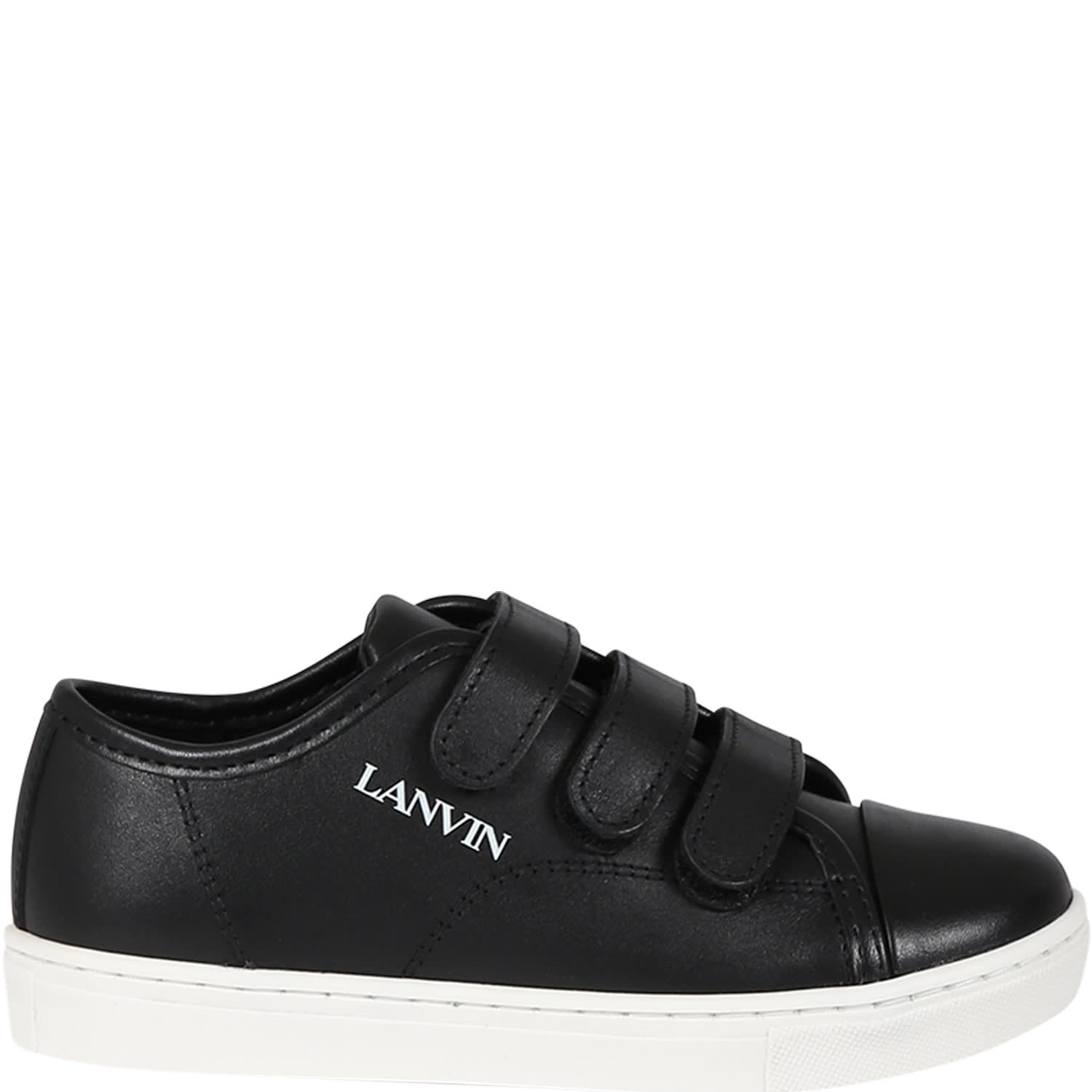 Lanvin Black Sneakers For Kids With Logo