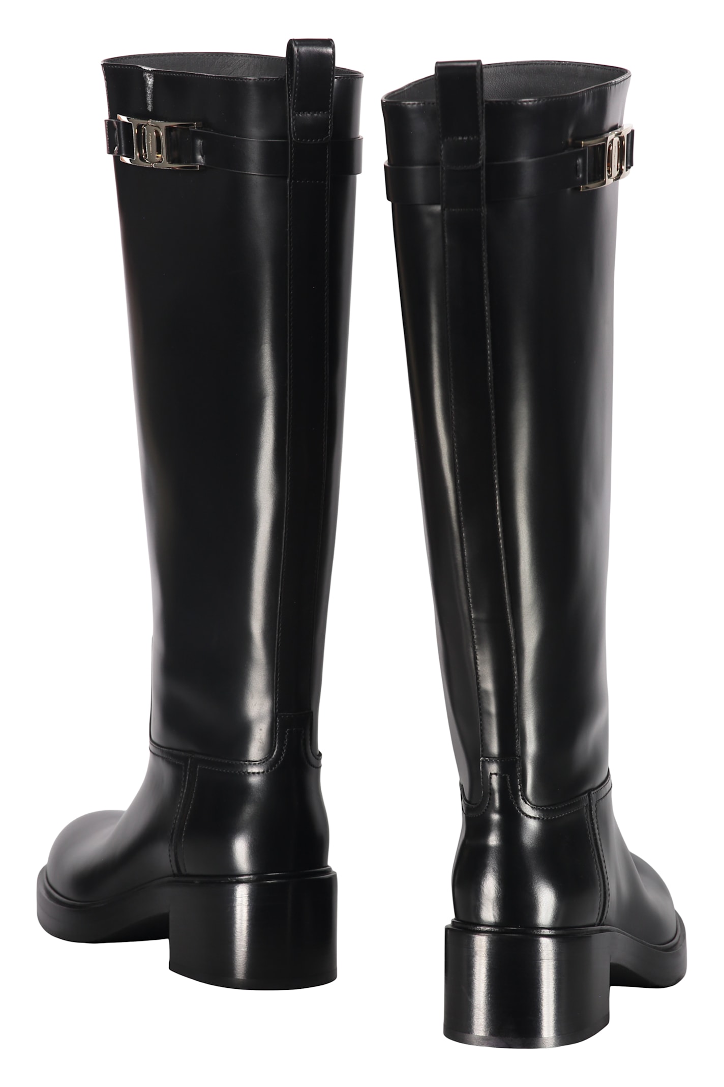 Ferragamo Woman Boot Black Size 8 Calfskin In Black