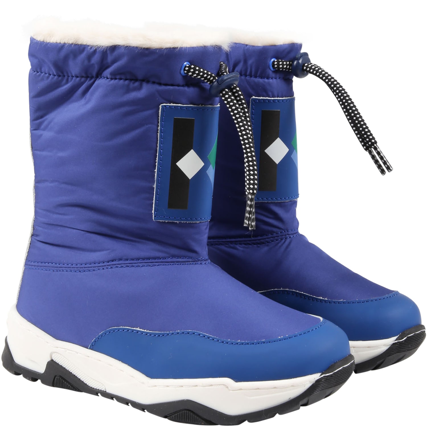 Shop Kenzo Blue Boots For Boy With Logo