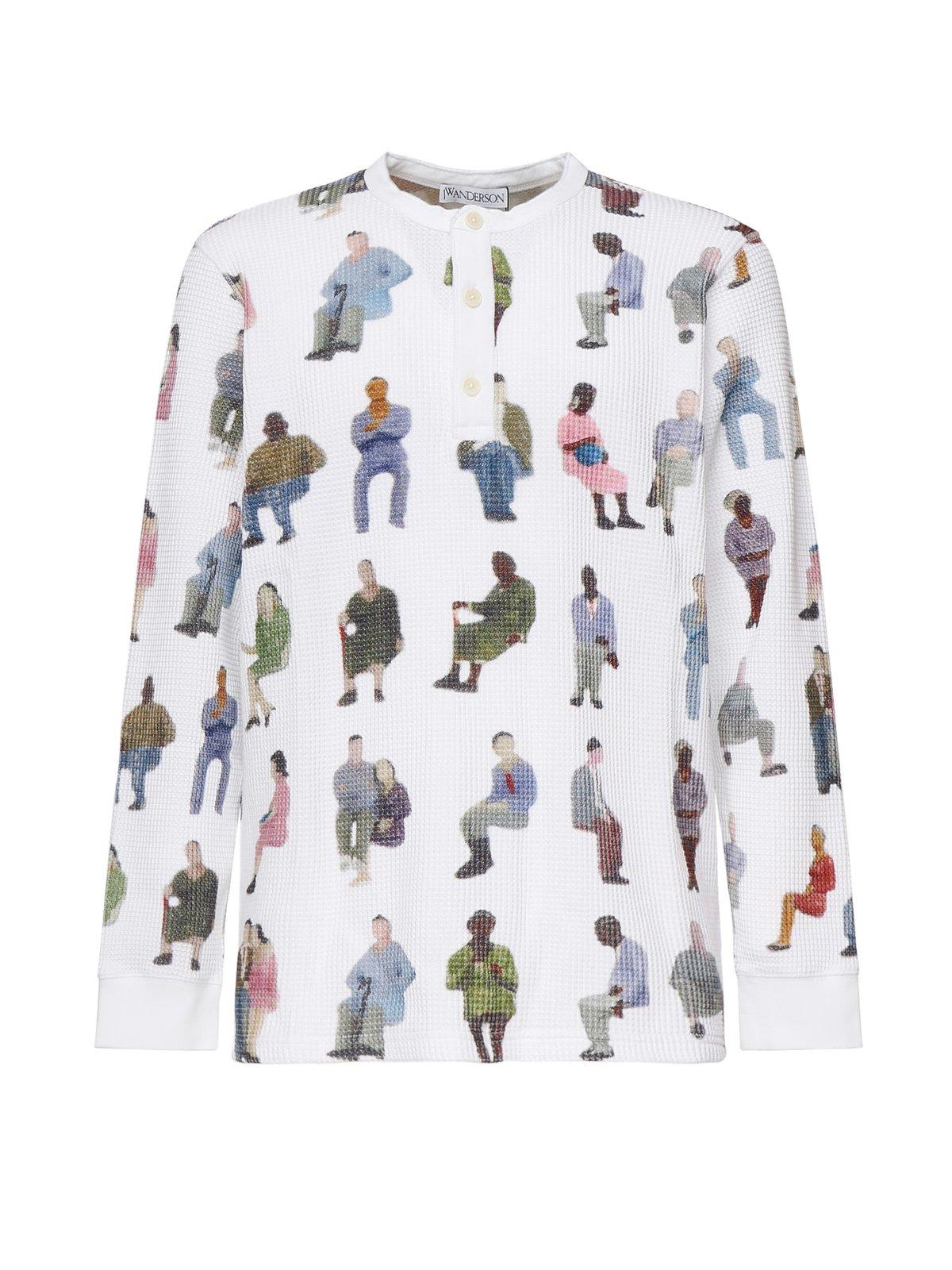 Jw Anderson Printed Waffle Henley Top