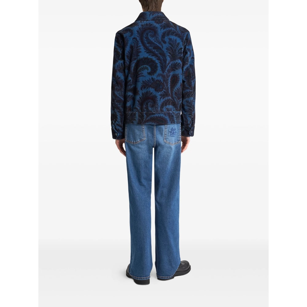 Etro Velvet Bomber Jacket With Print In Blue