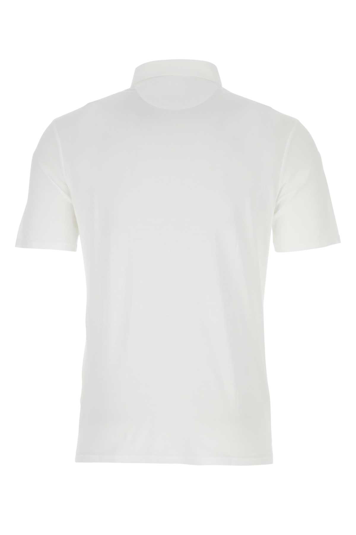 Shop Fedeli White Cotton Polo Shirt